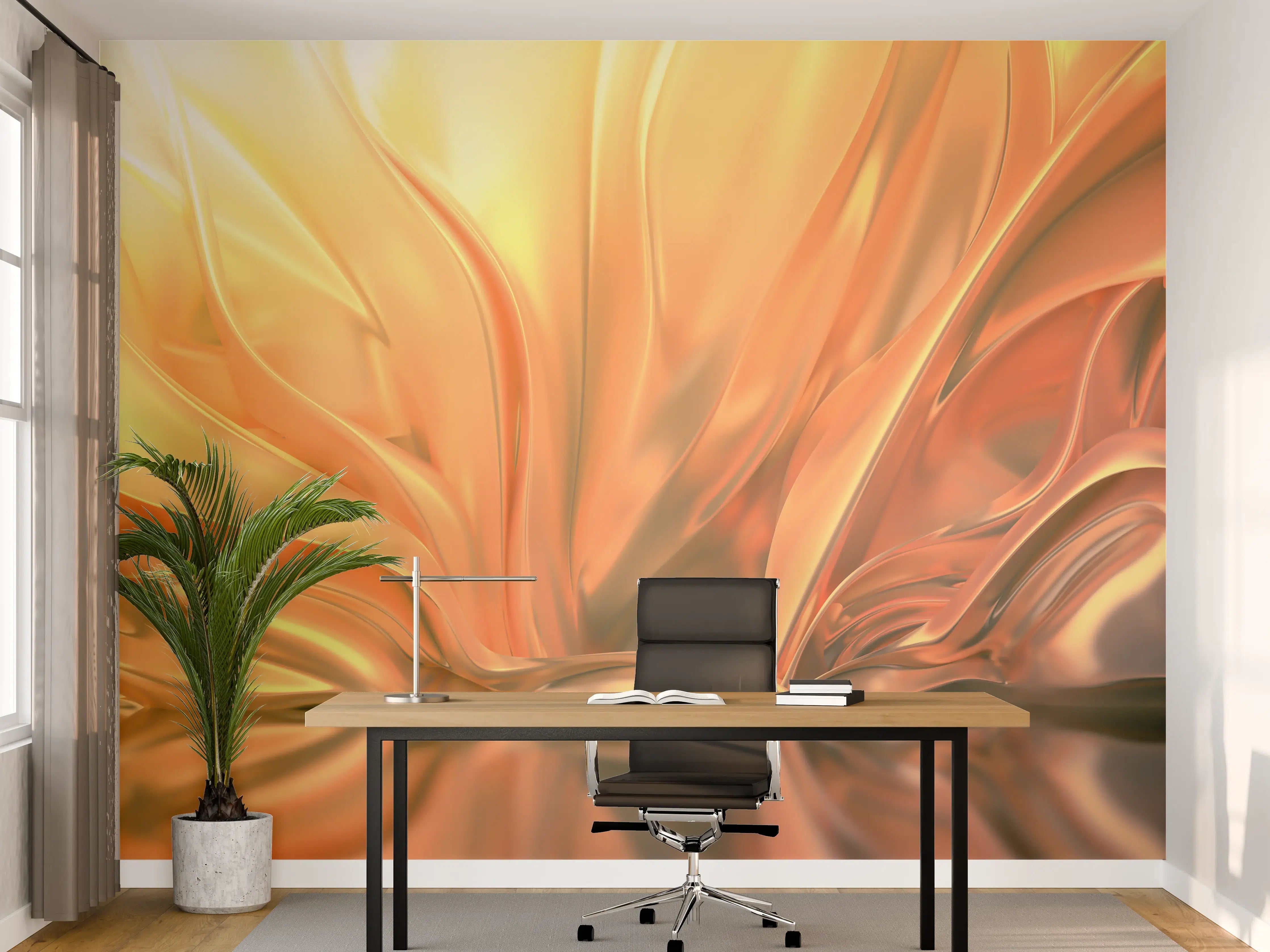 Büro Wandgestaltung - Goldene Metall-Textur mit warmen Tönen
