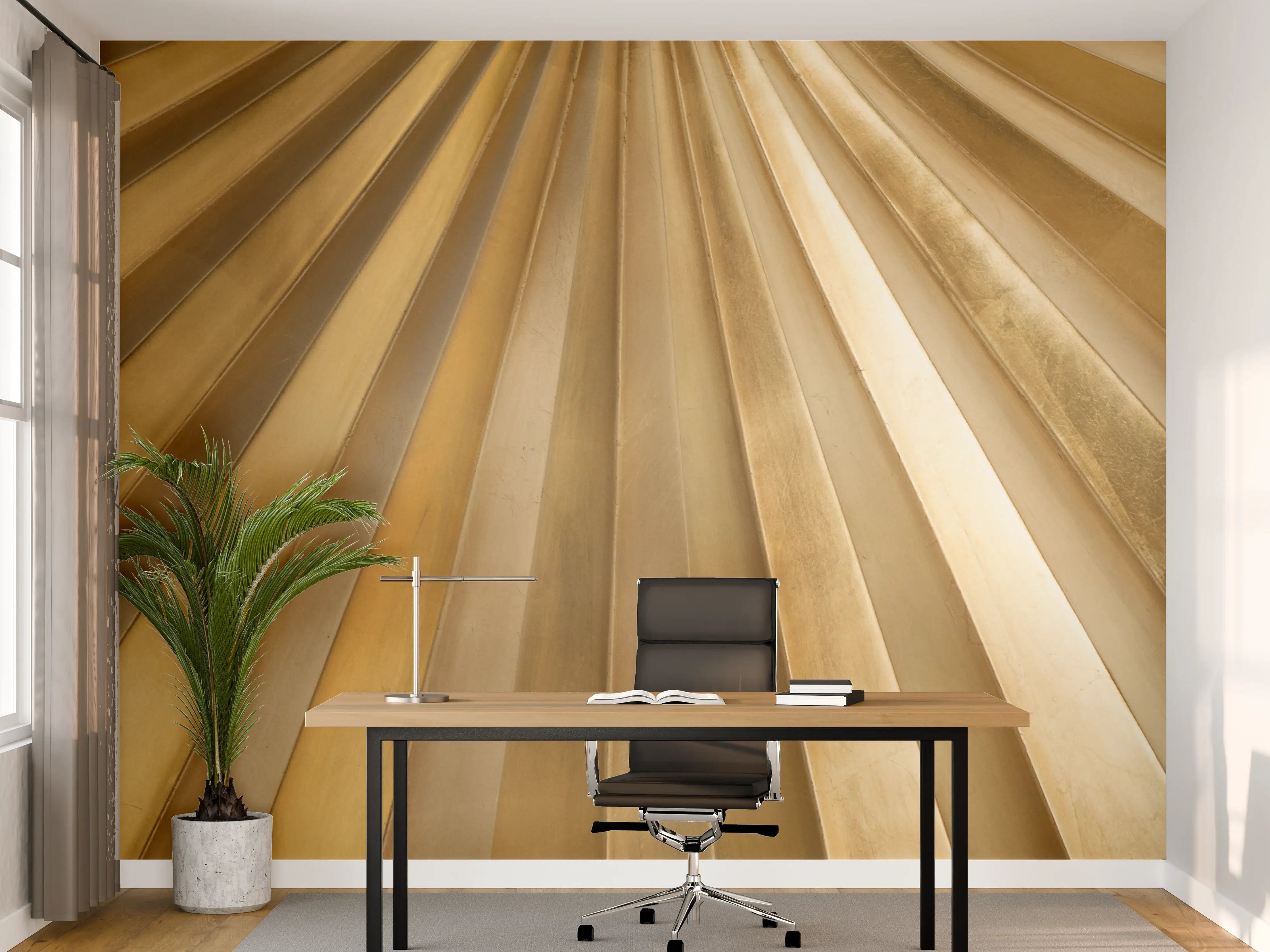 Büro Wandgestaltung - Goldene Metallstreifen in Rahmenoptik