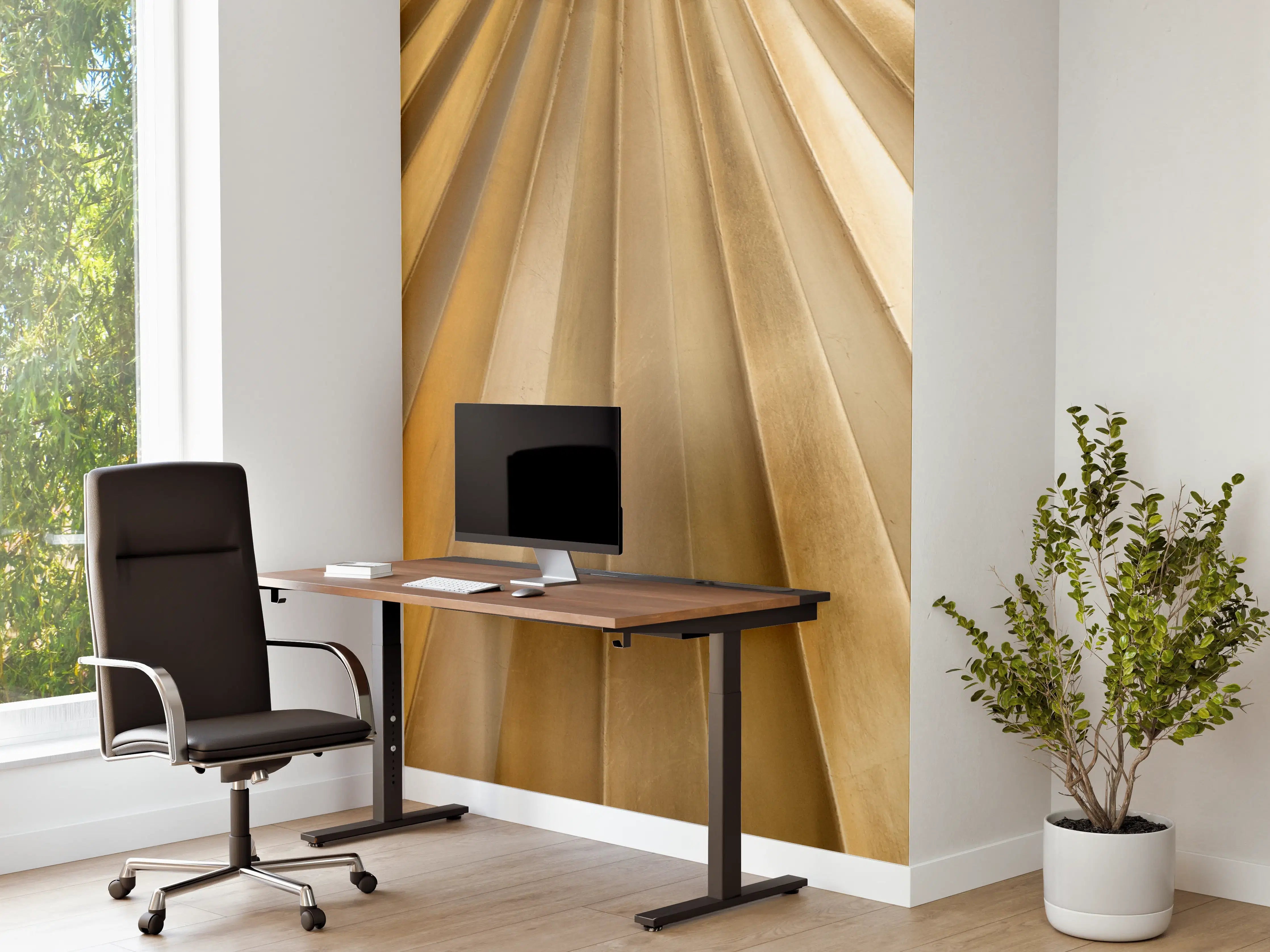 Büro Wandgestaltung - Goldene Metallstreifen in Rahmenoptik