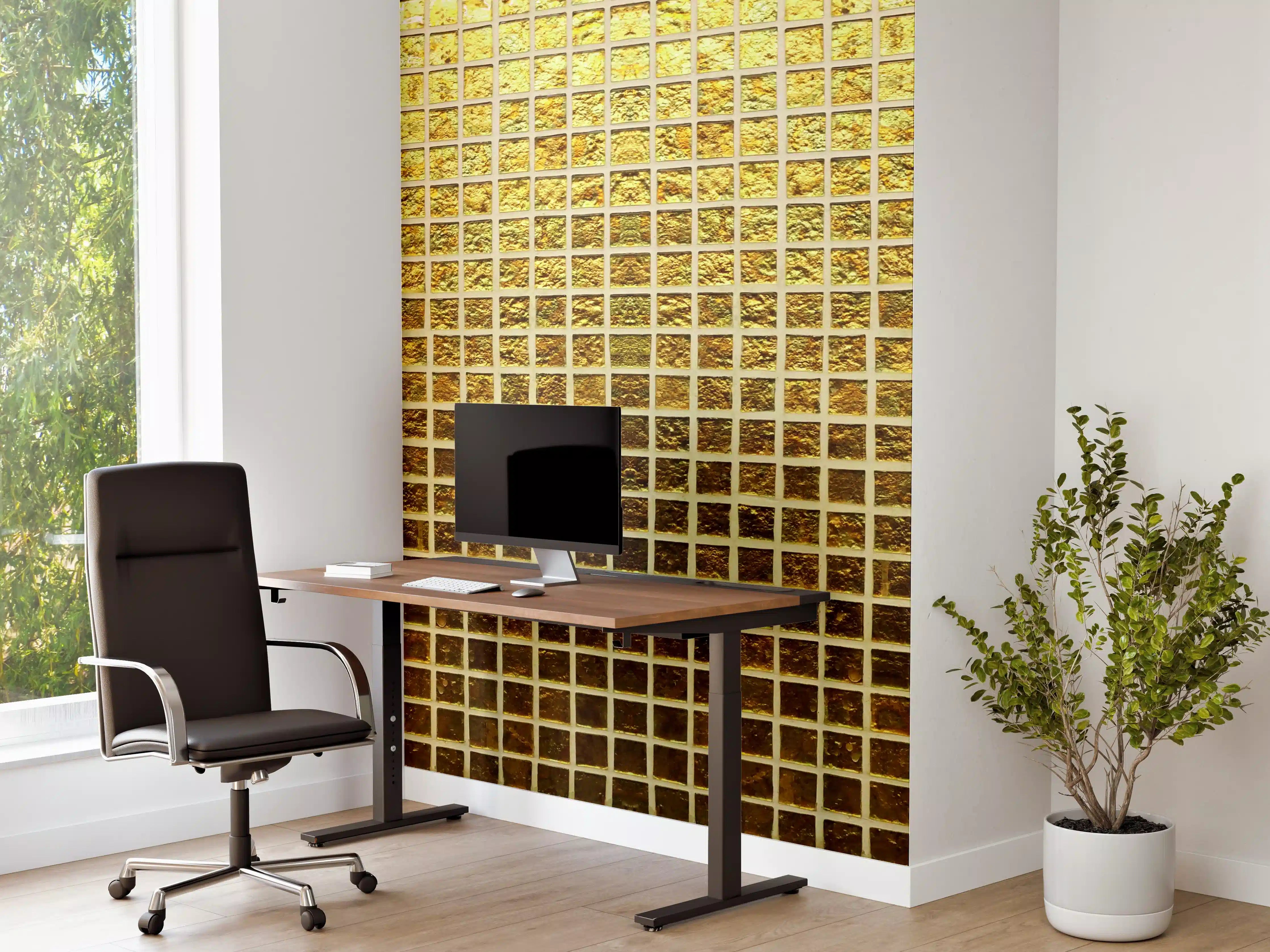Büro Wandgestaltung - Goldene Mosaik-Textur mit leuchtenden Farben