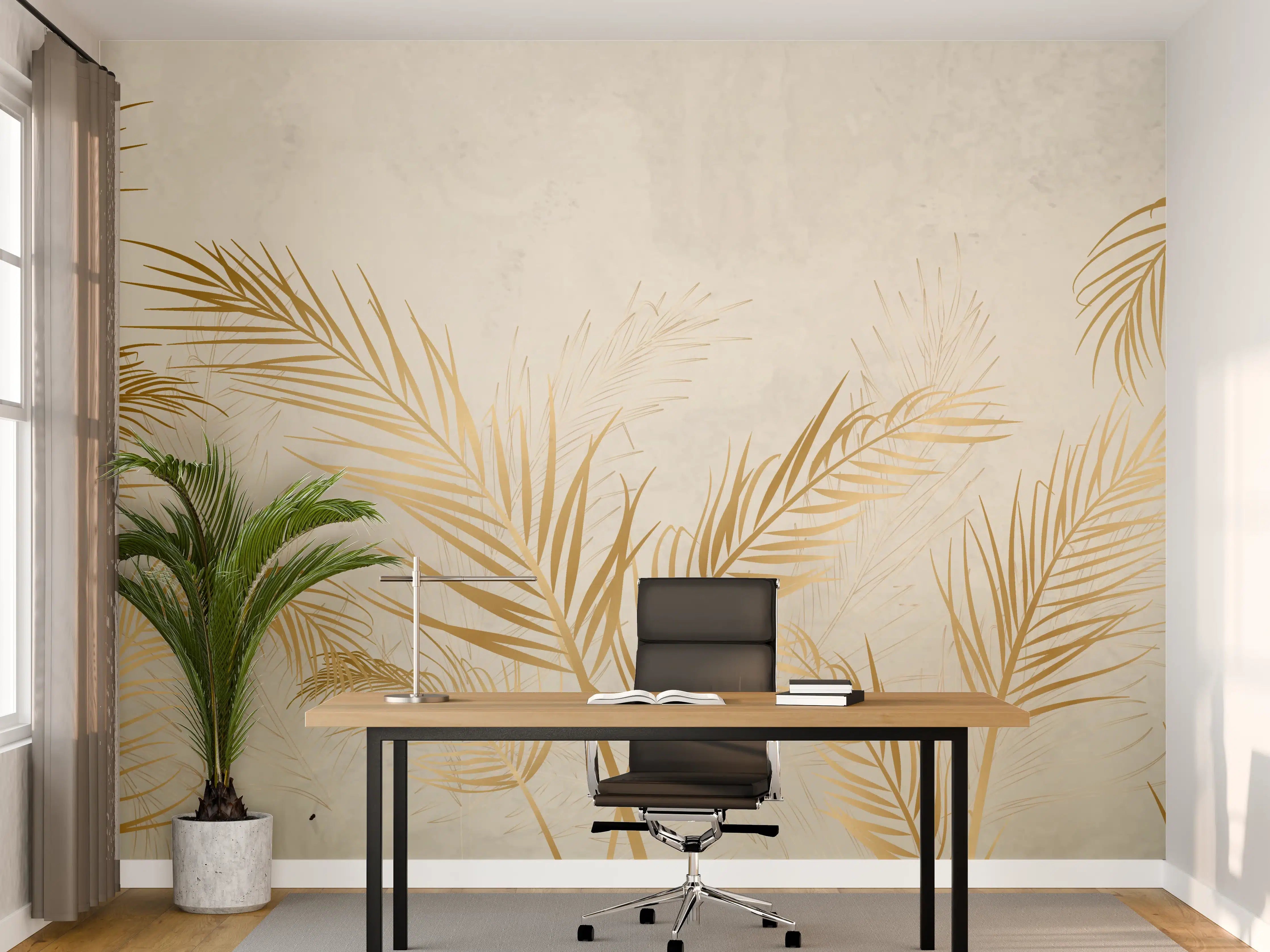 Büro Wandgestaltung - Goldene Palmwedel Deko
