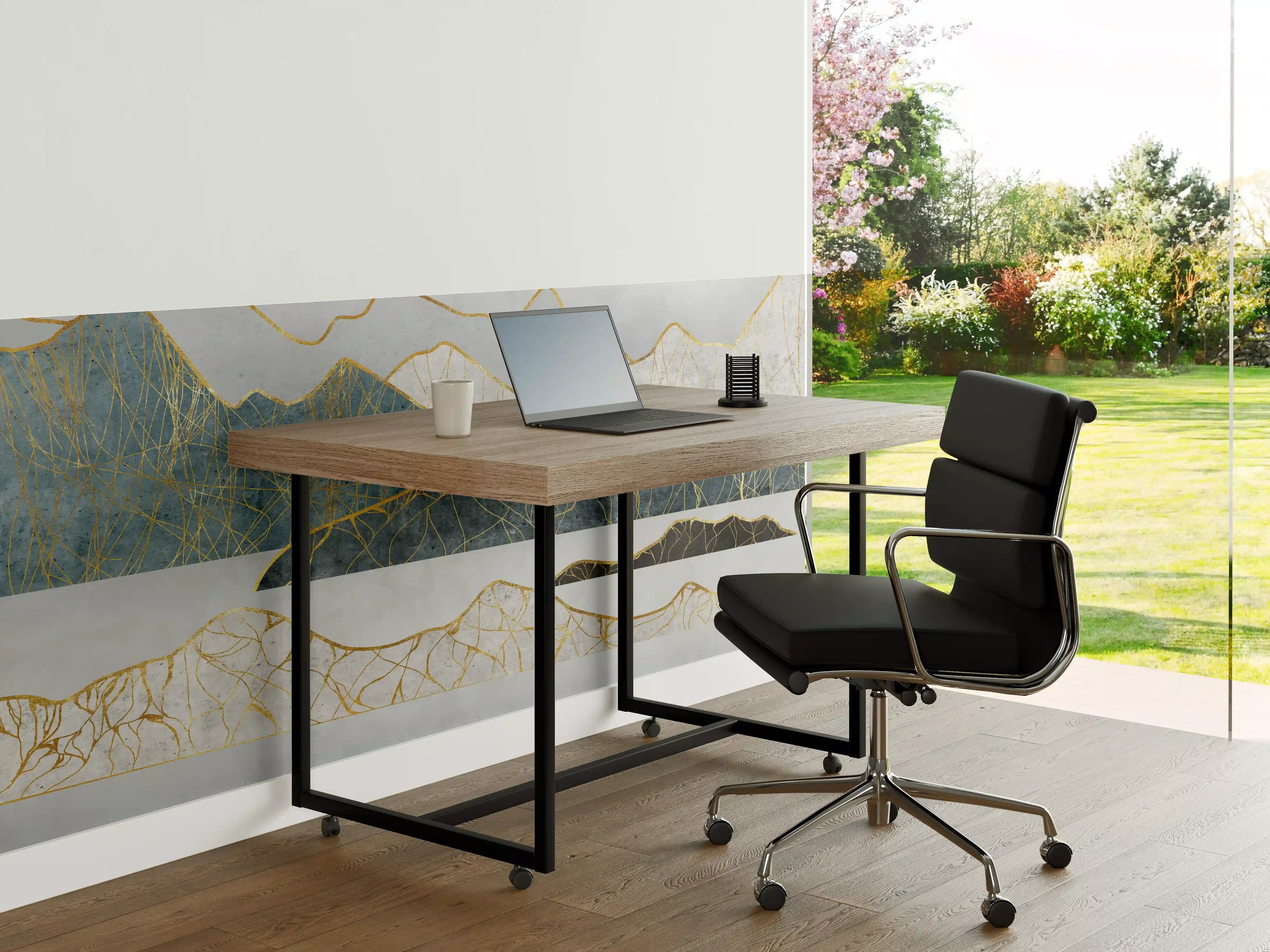 Büro Wandgestaltung - Goldene Silhouetten einer Bergregion