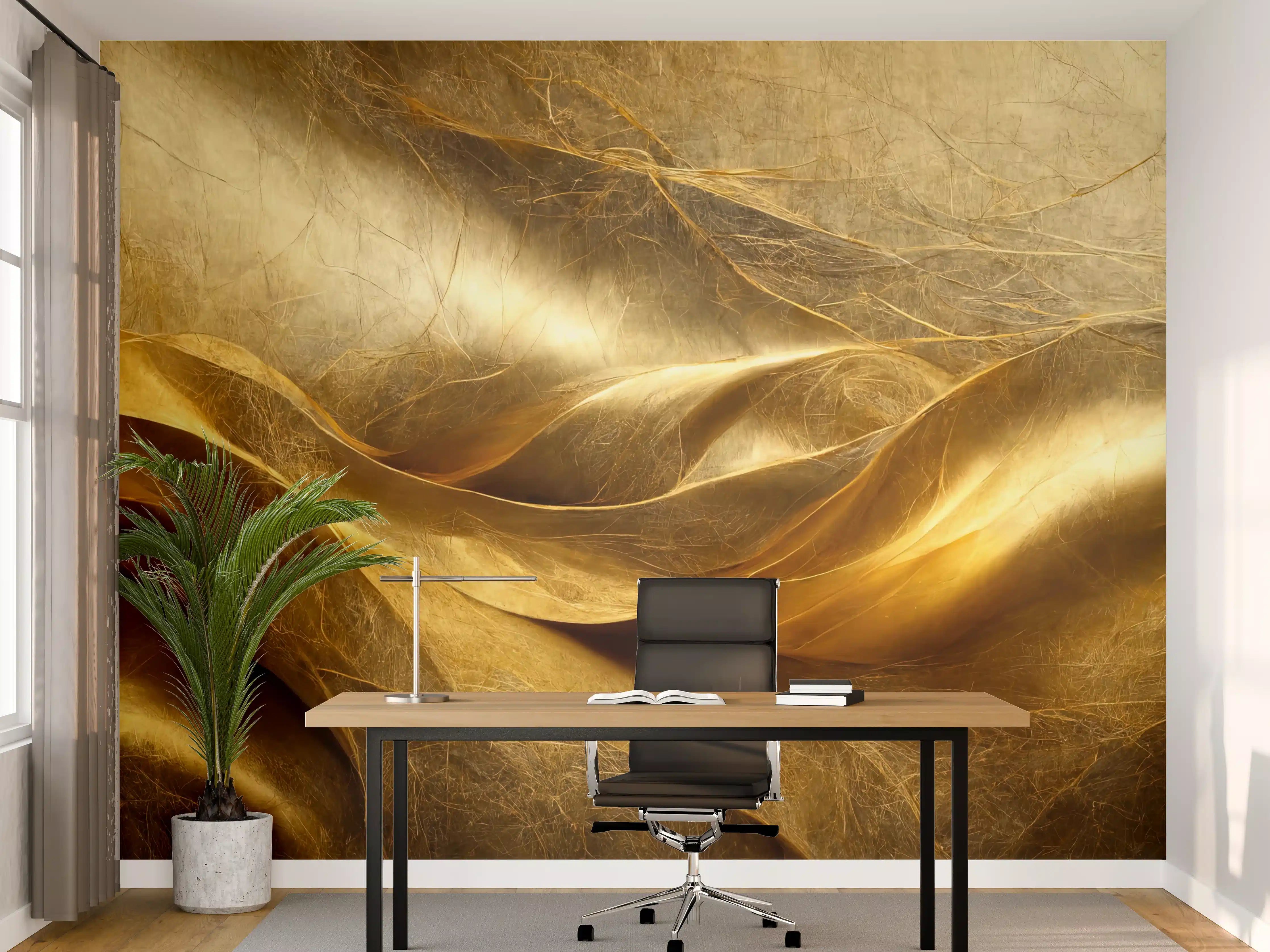 Büro Wandgestaltung - Goldene Textur mit Fließmuster