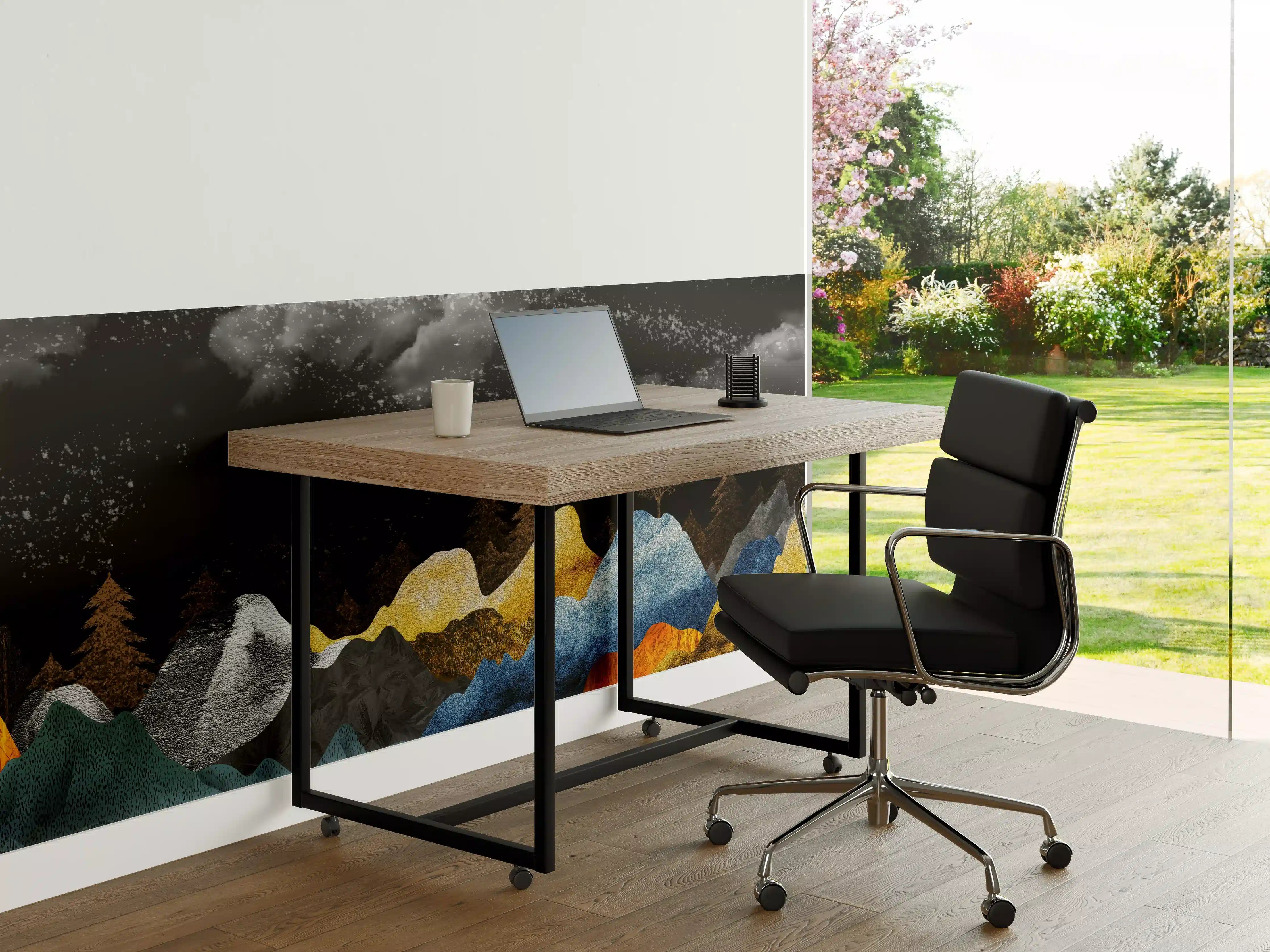 Büro Wandgestaltung - Goldene Winterberge Wandtapete