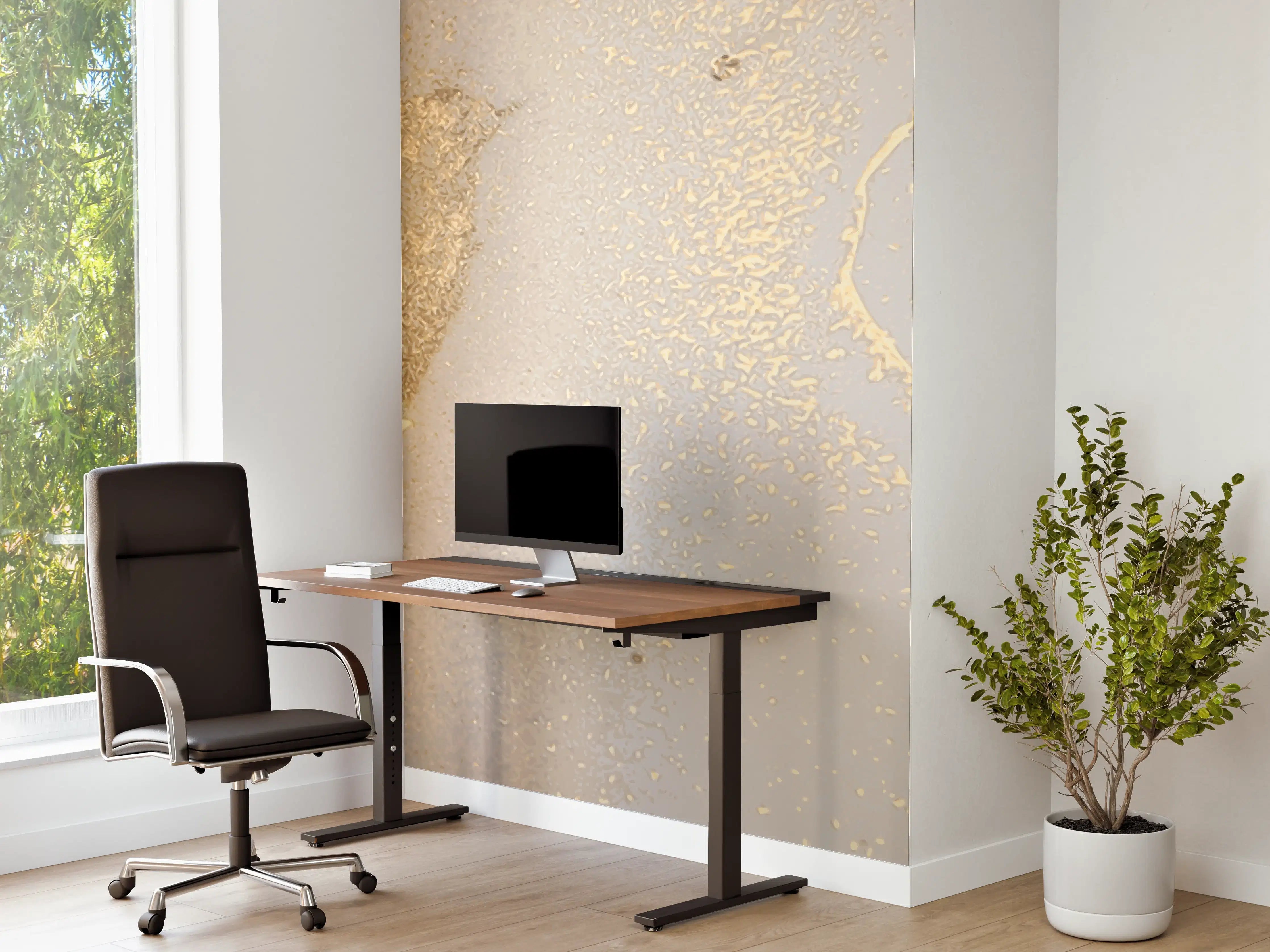 Büro Wandgestaltung - Goldener Glanz auf Cremeweiß