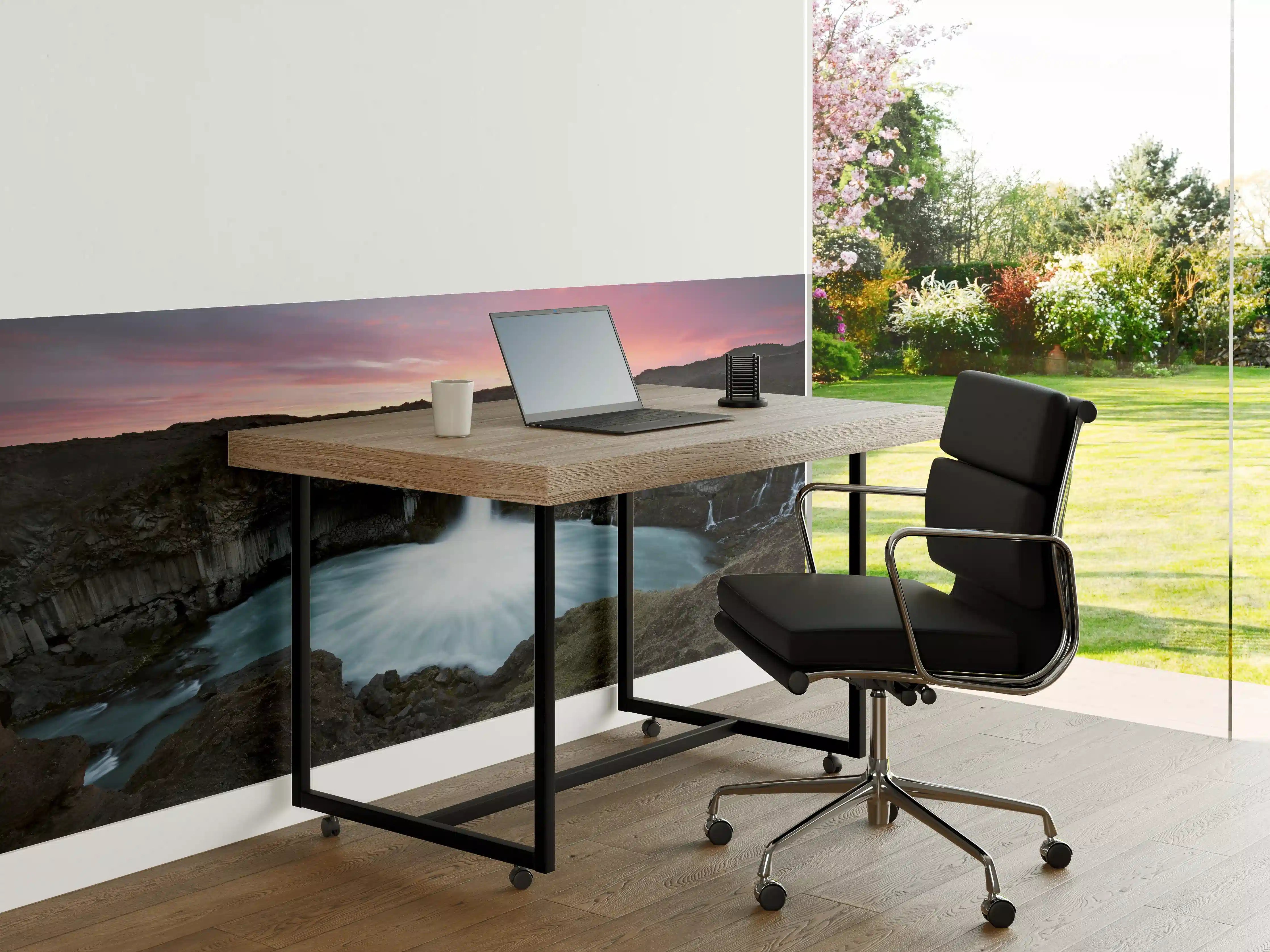 Büro Wandgestaltung - Goldener Wasserfall im Abendgrau