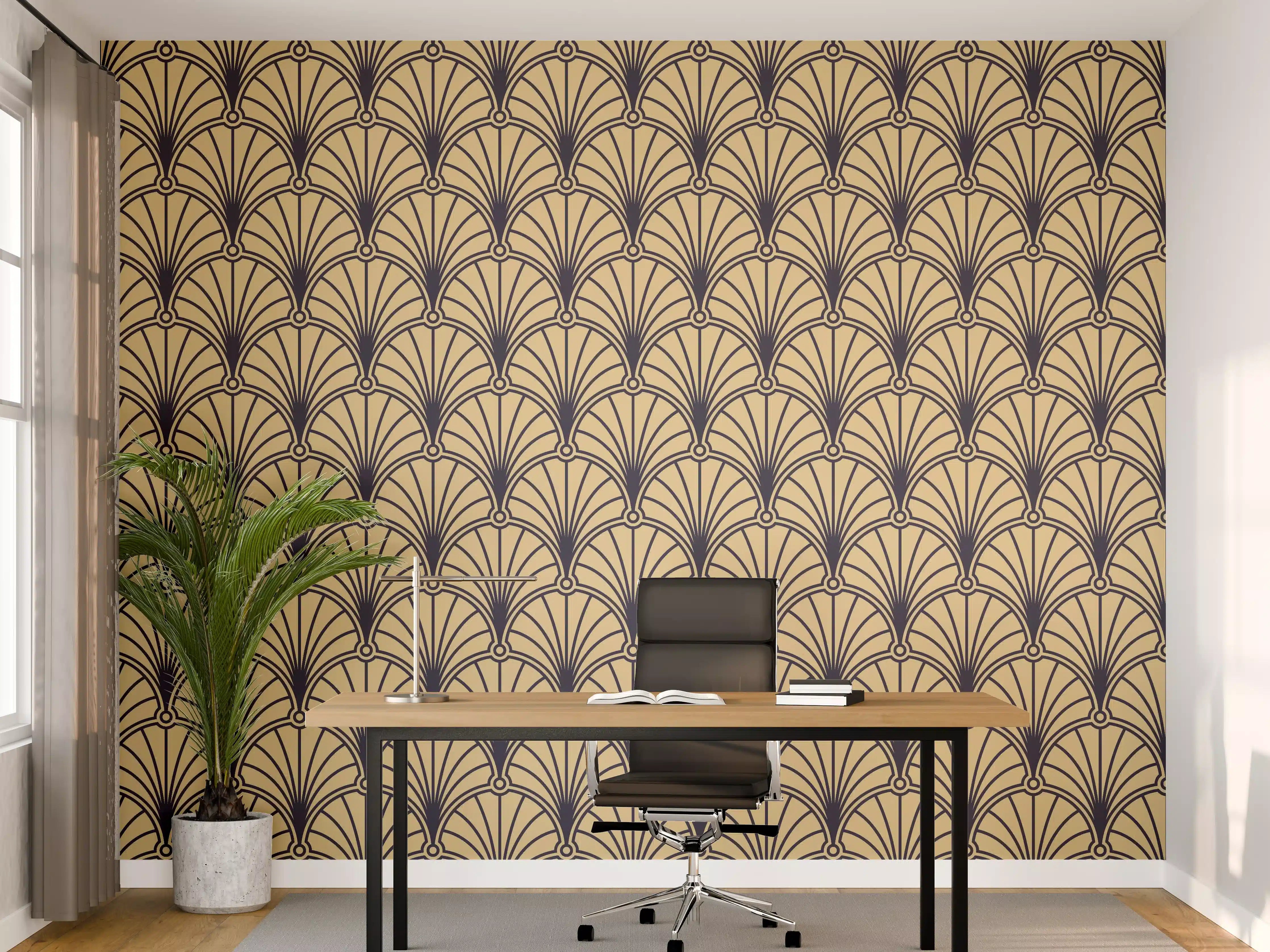 Büro Wandgestaltung - Goldenes Art-Deco-Muster