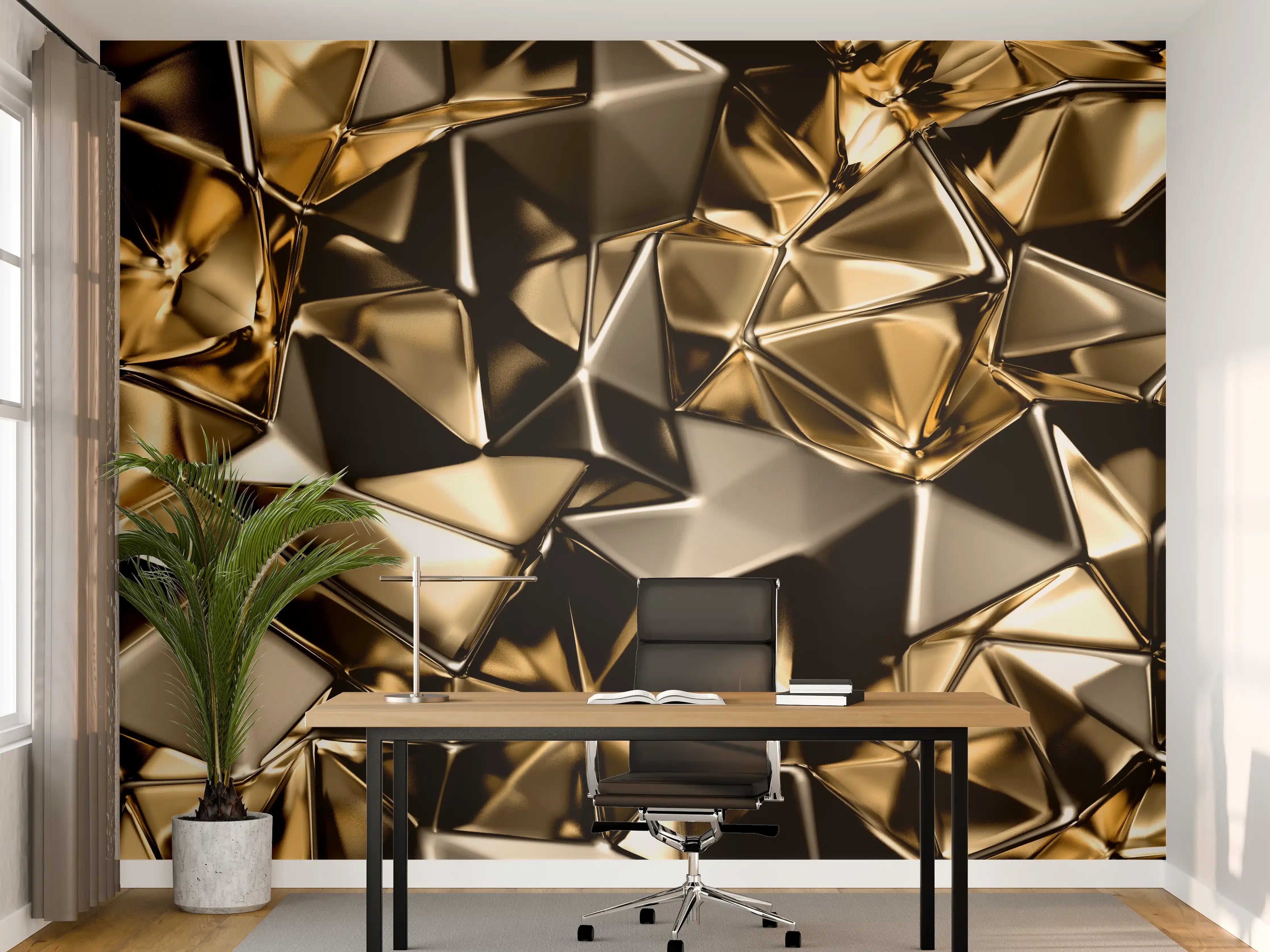 Büro Wandgestaltung - Goldenes Dreieck-Kristall-Design