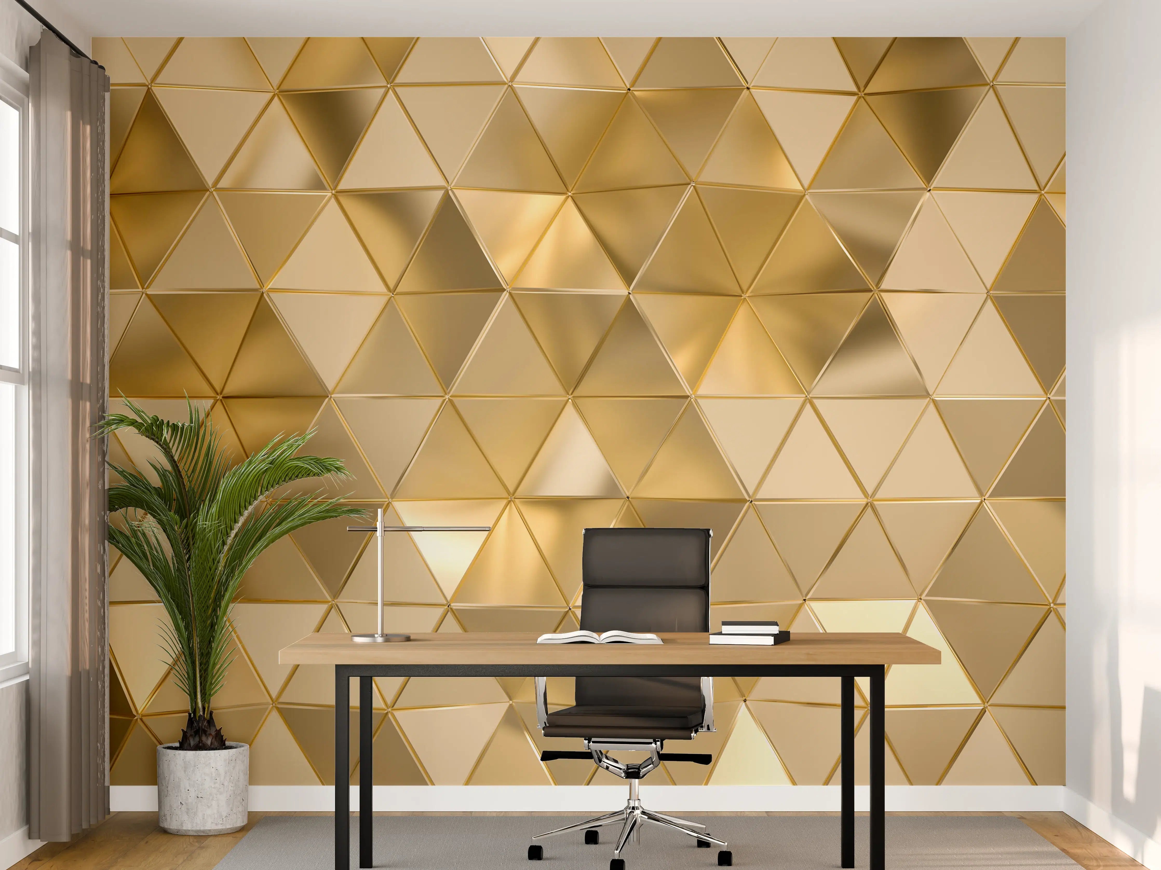 Büro Wandgestaltung - Goldenes Dreieck Polygon Muster
