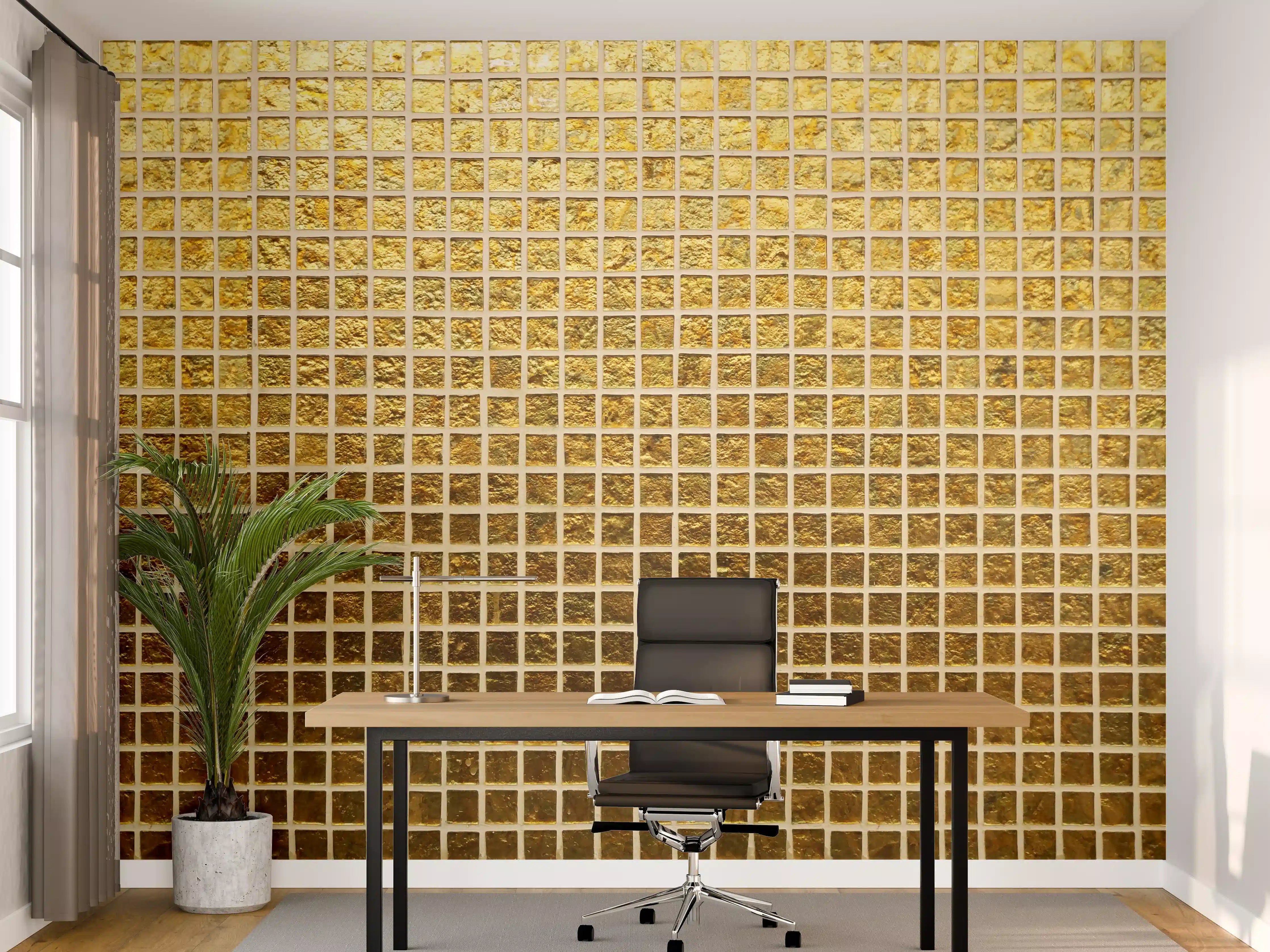 Büro Wandgestaltung - Goldenes Fliesenmuster