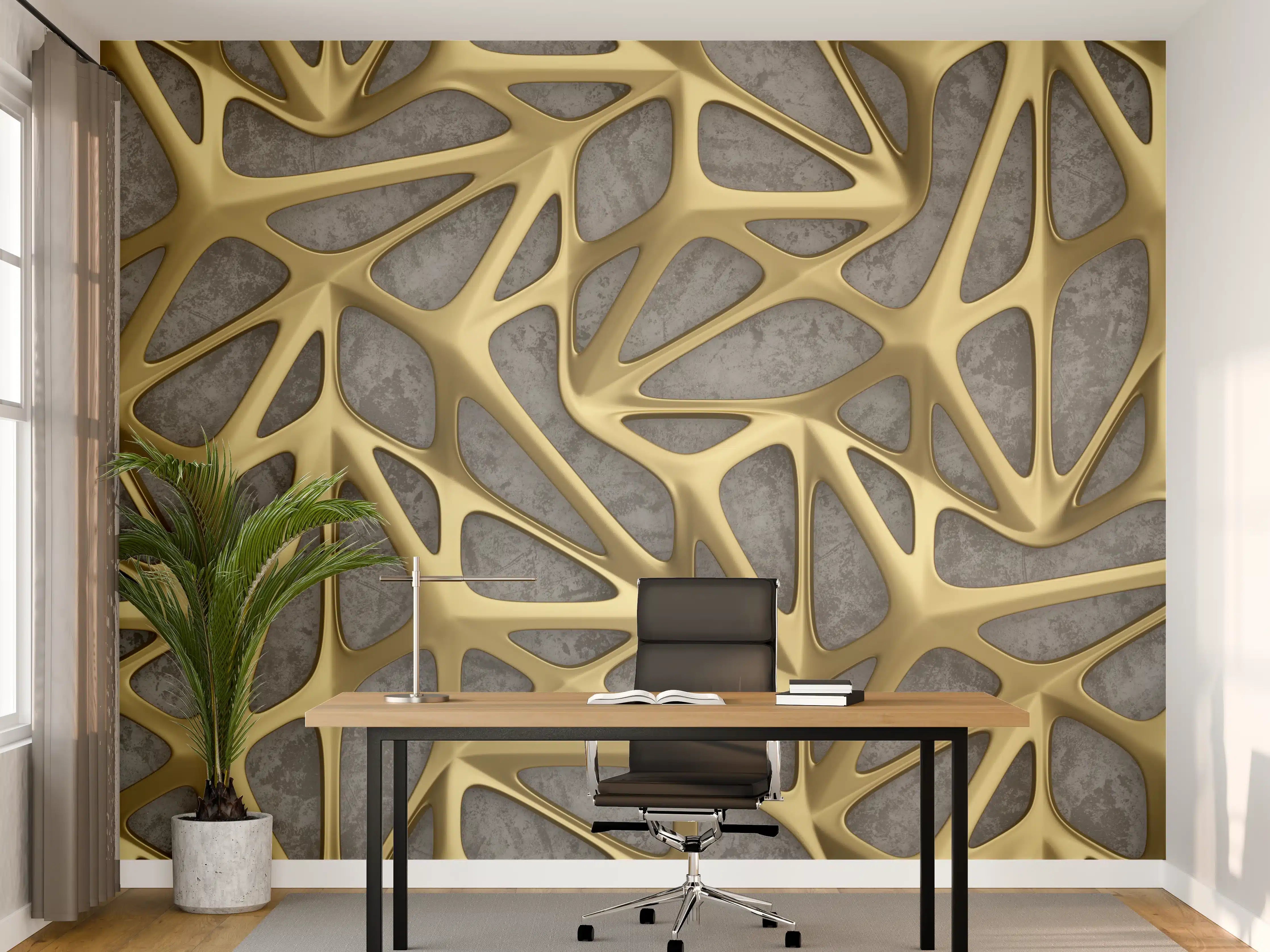 Büro Wandgestaltung - Goldenes Gitter Muster