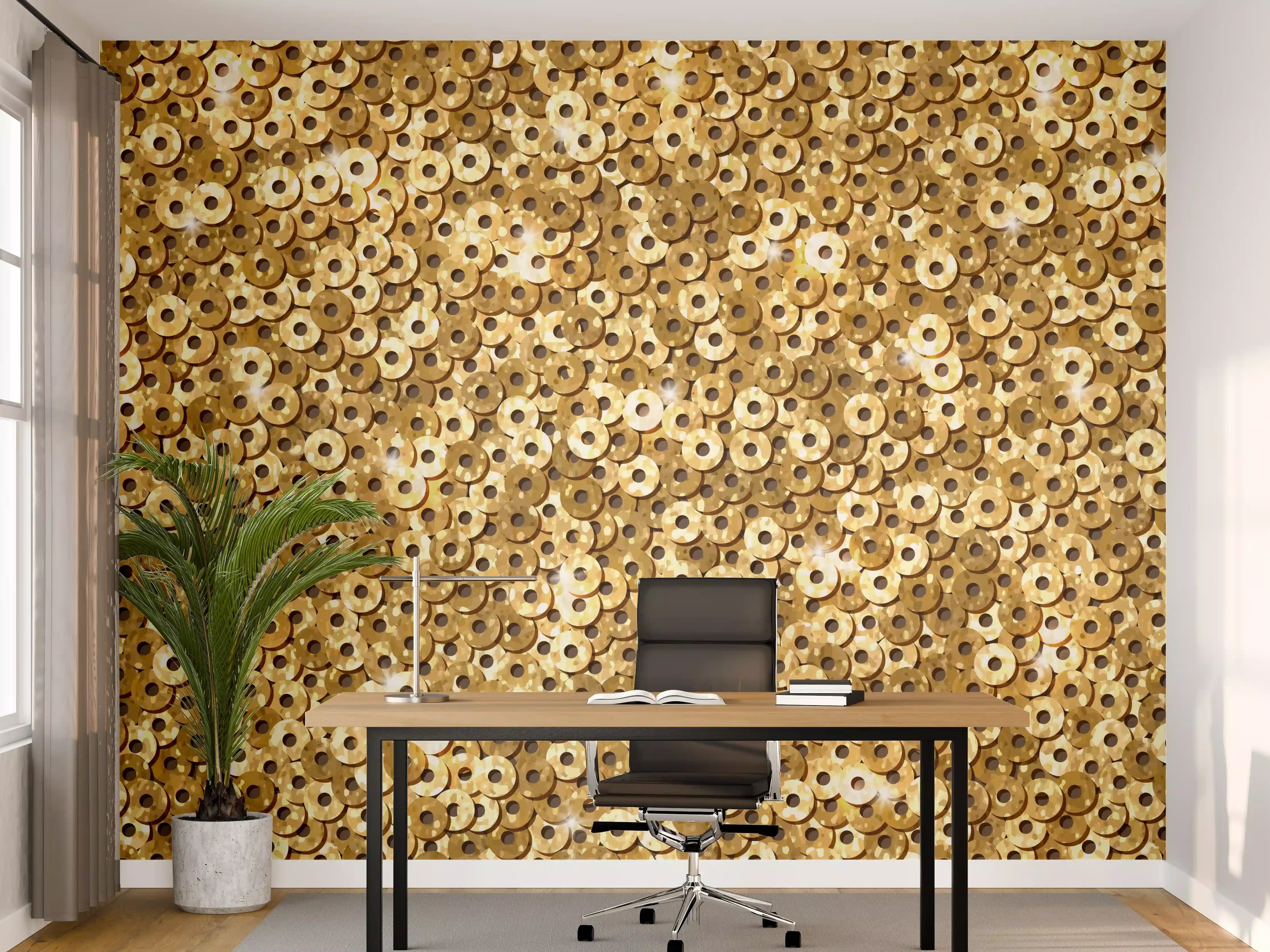 Büro Wandgestaltung - Goldenes Pailletten-Muster