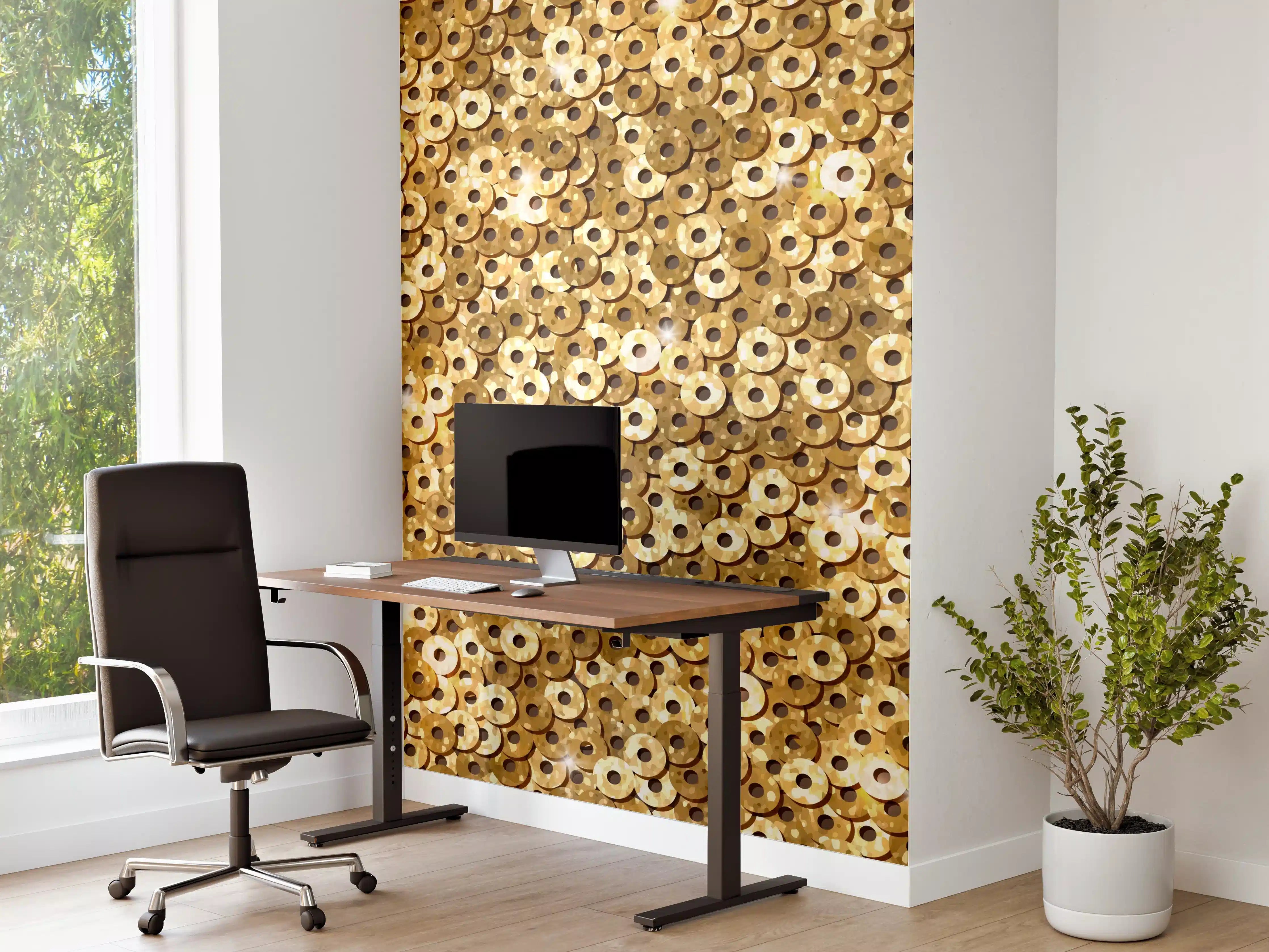 Büro Wandgestaltung - Goldenes Pailletten-Muster