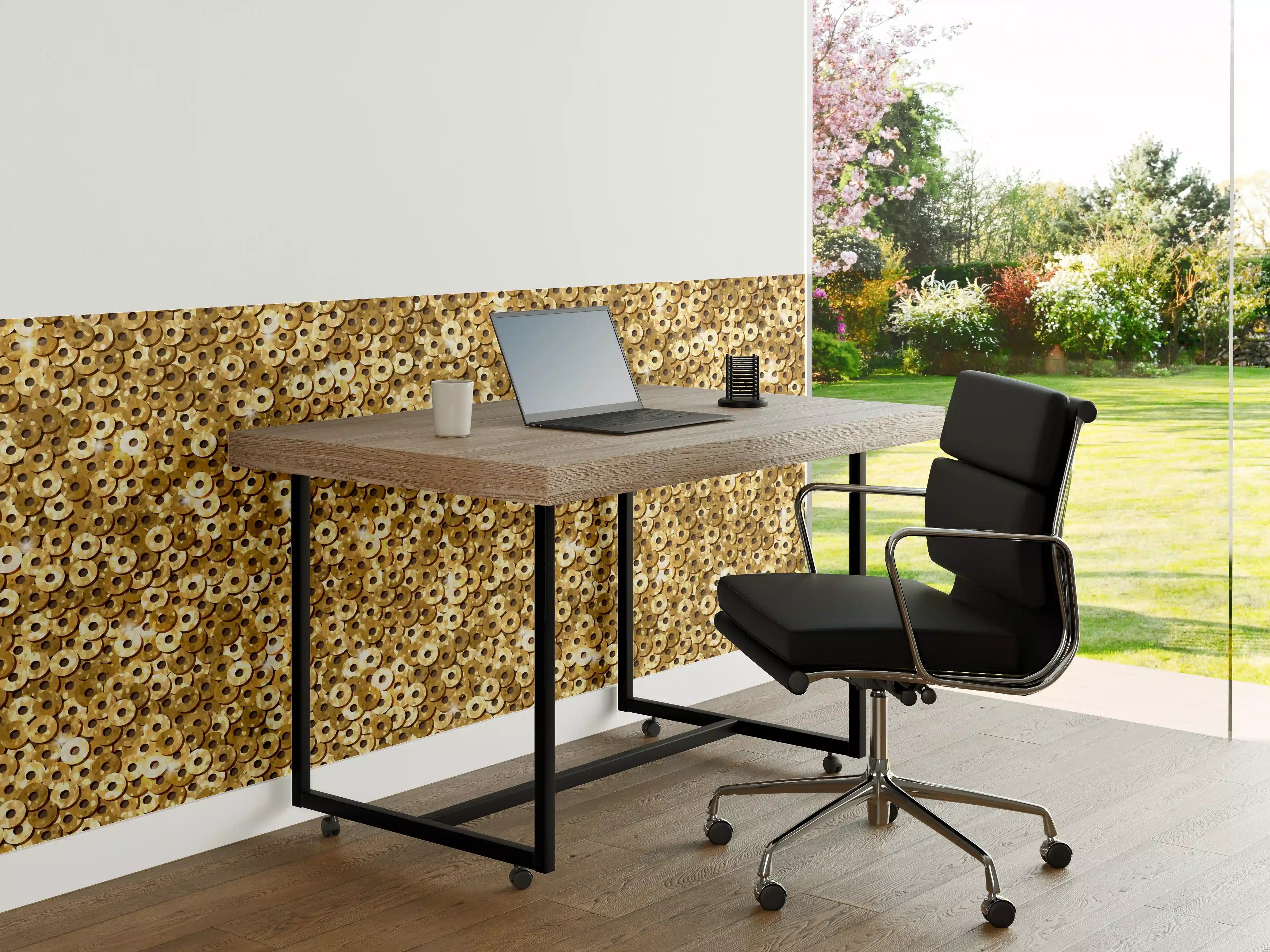 Büro Wandgestaltung - Goldenes Pailletten-Muster