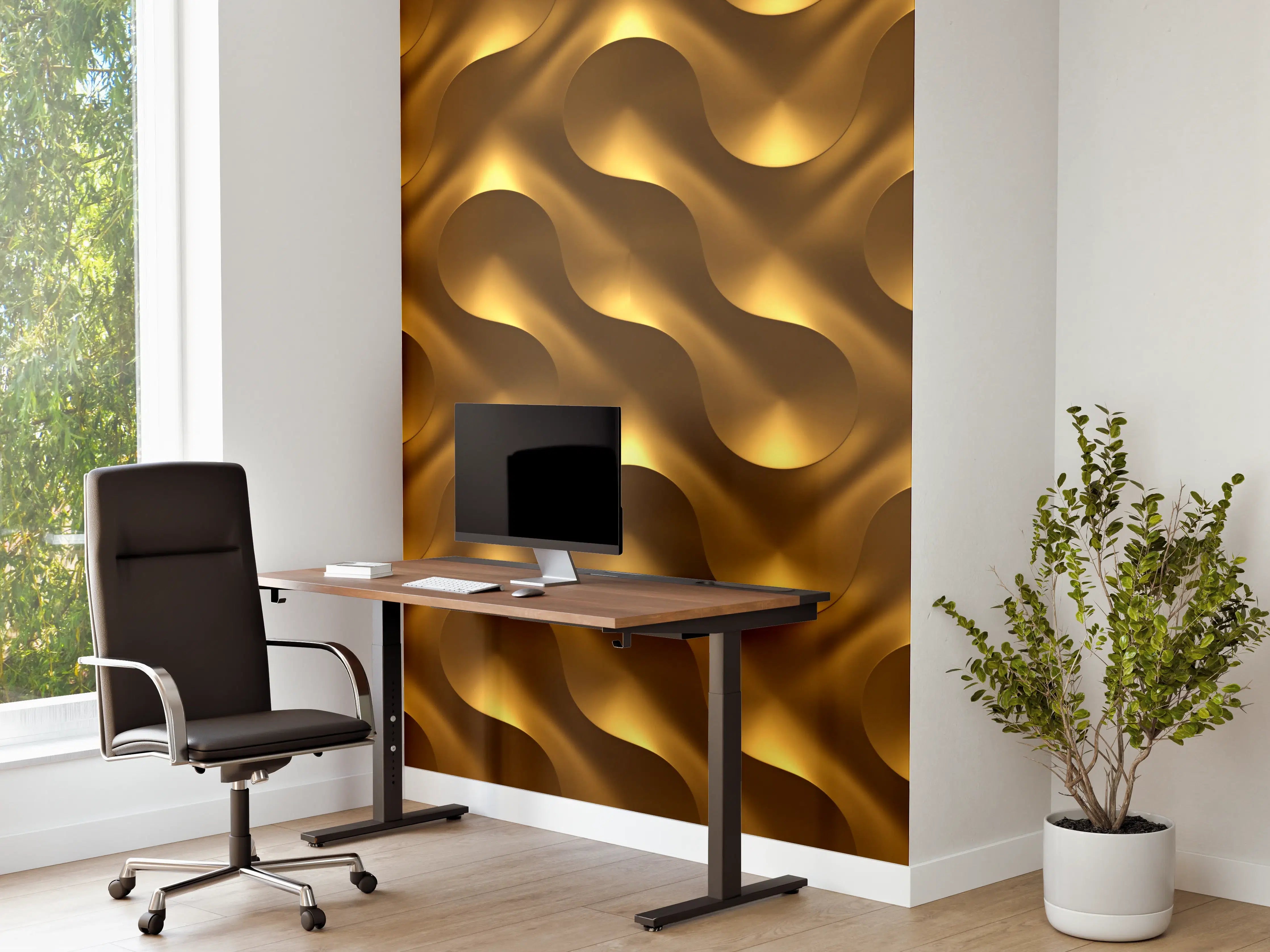 Büro Wandgestaltung - Goldenes Wellen Muster