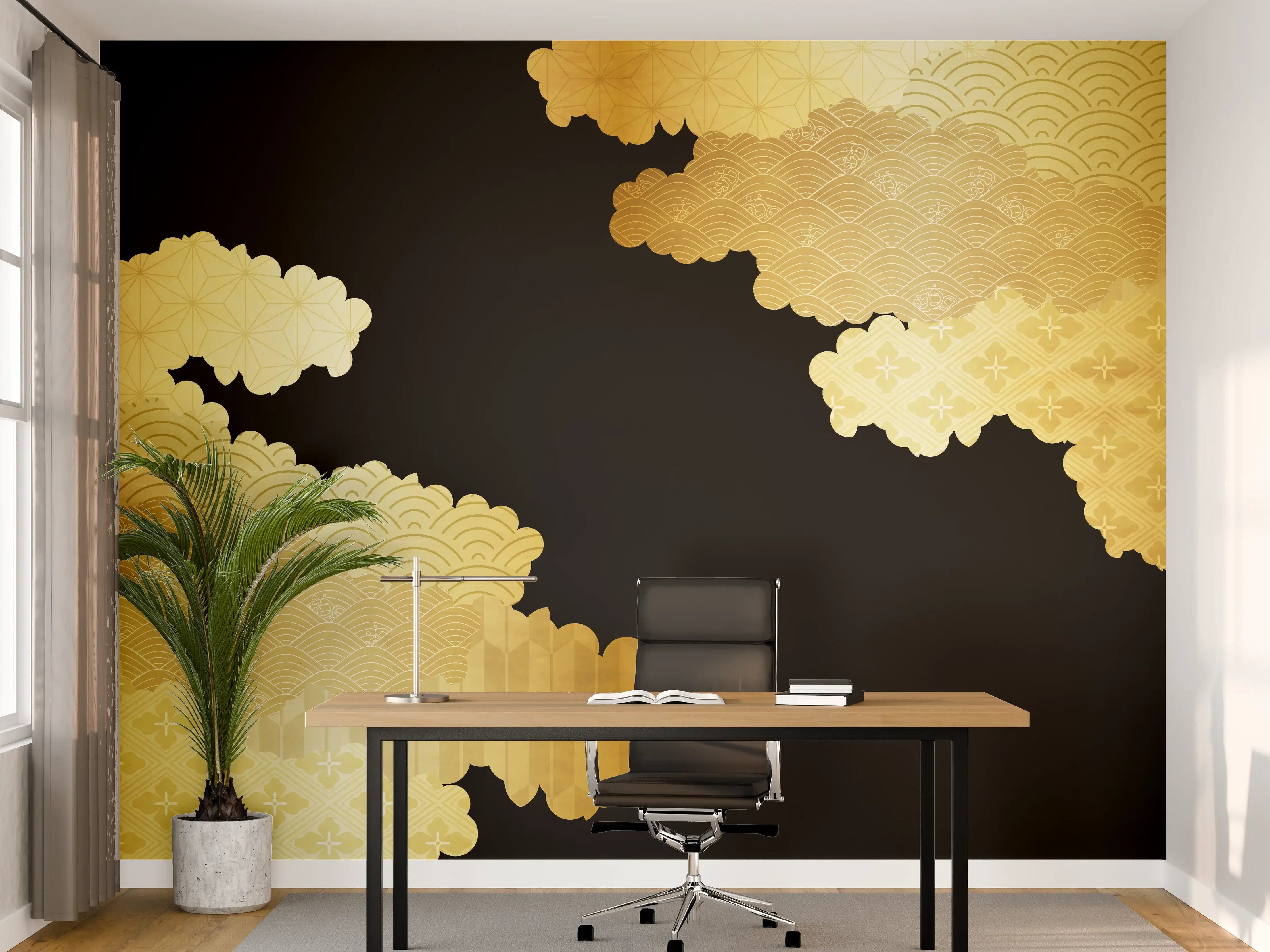 Büro Wandgestaltung - Goldenes Wolkendesign Muster