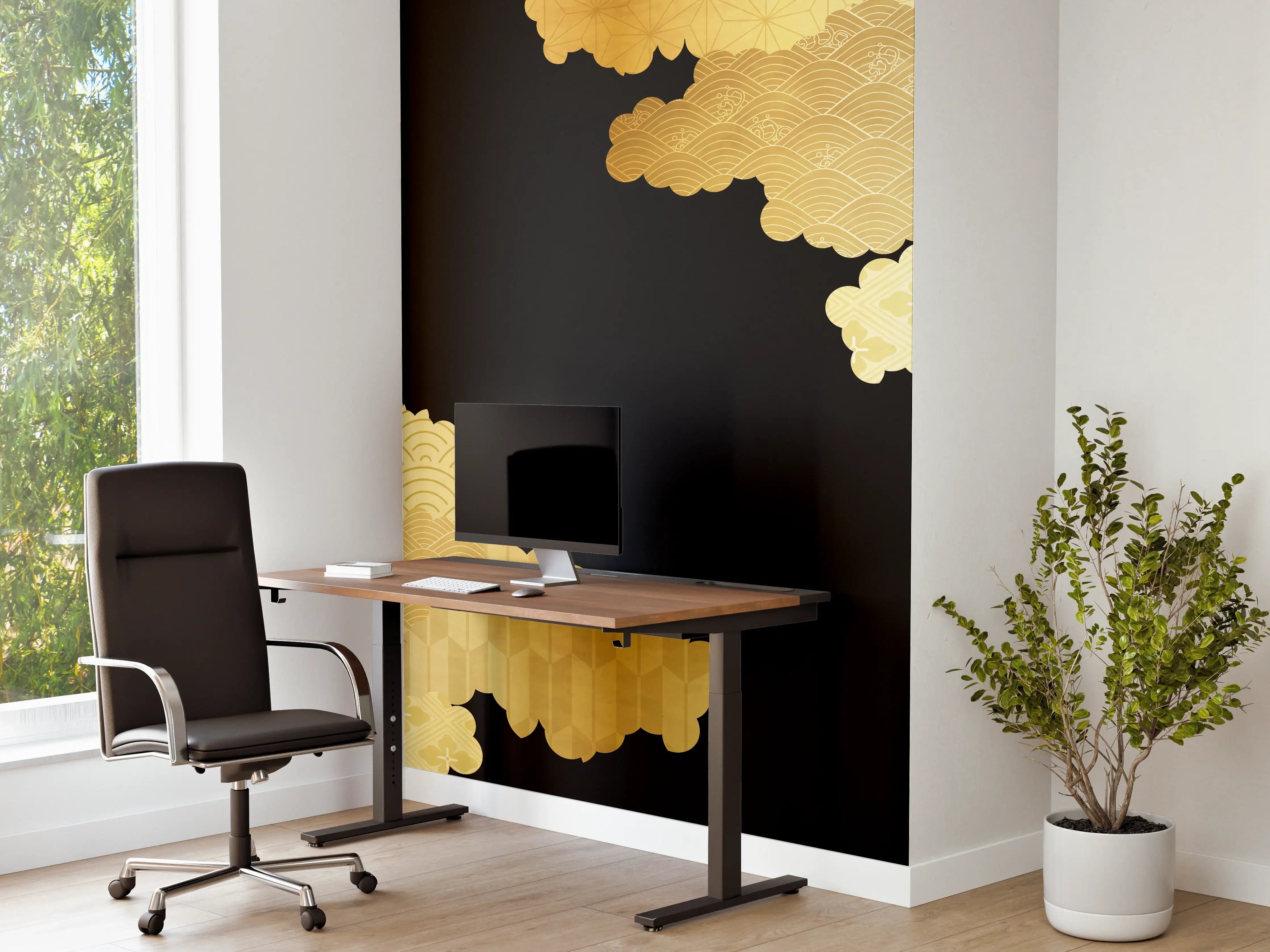 Büro Wandgestaltung - Goldenes Wolkendesign Muster
