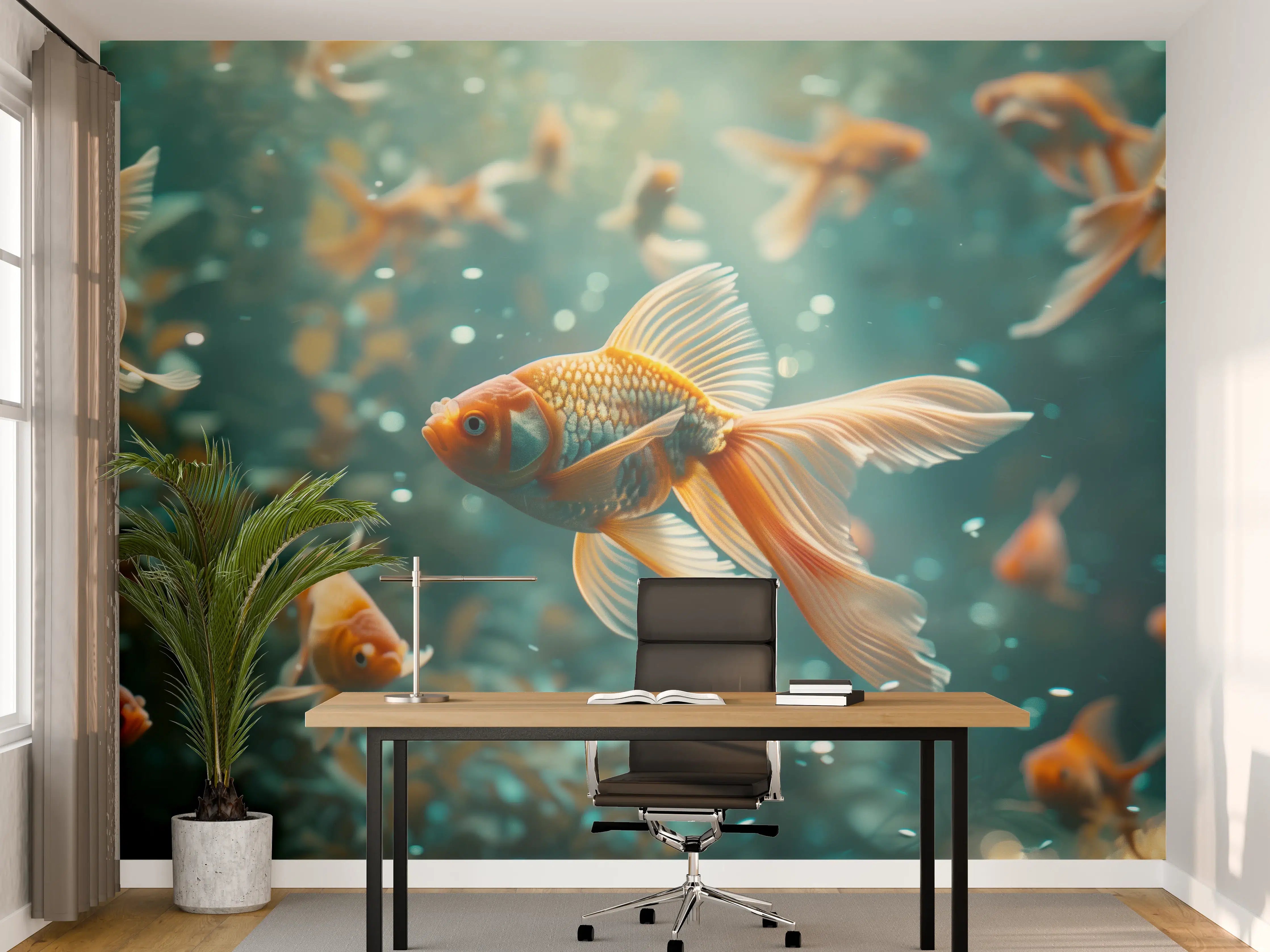 Büro Wandgestaltung - Goldfische Türkis-Orange