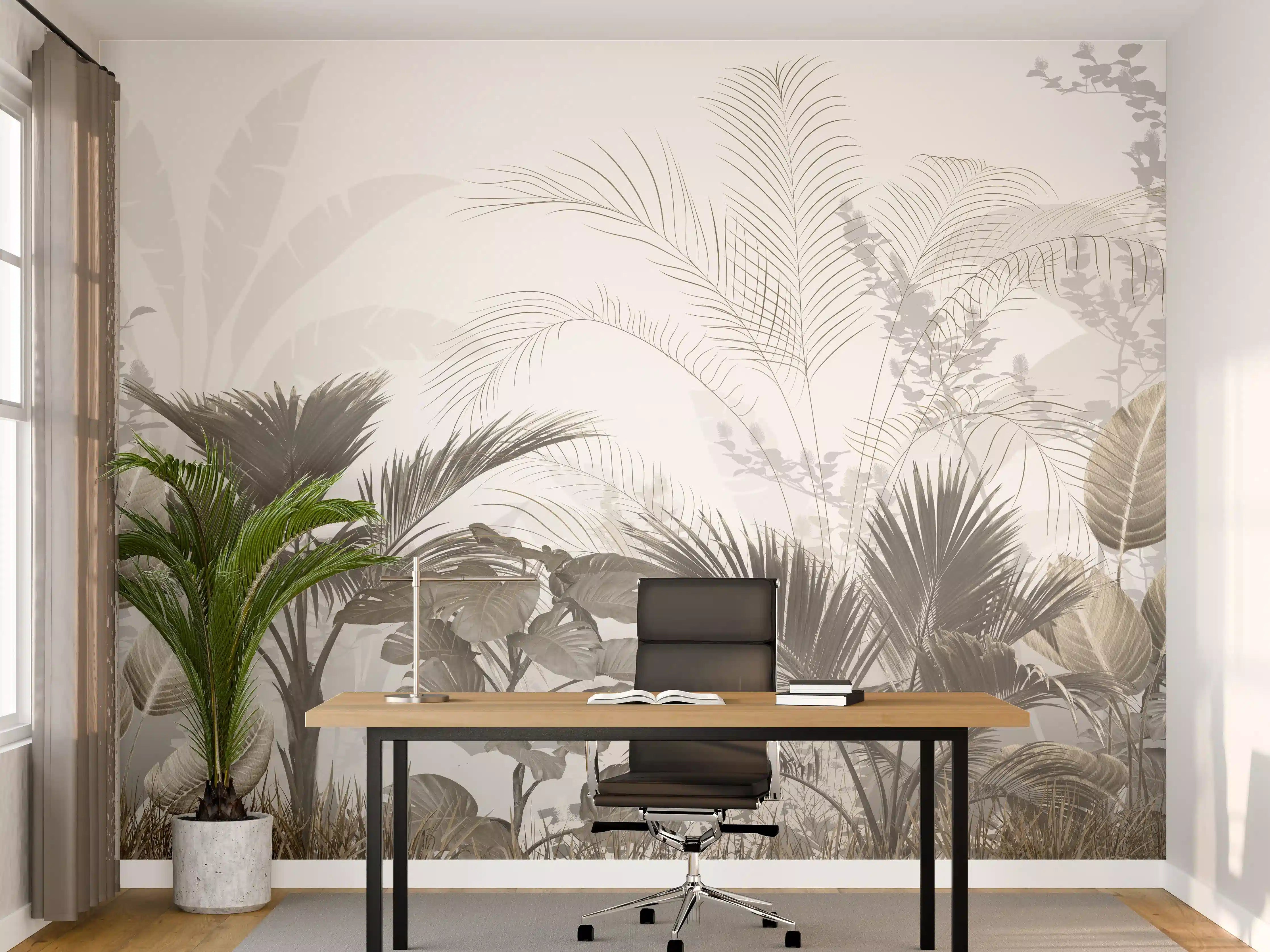 Büro Wandgestaltung - Gräulich - Florales Wandbild
