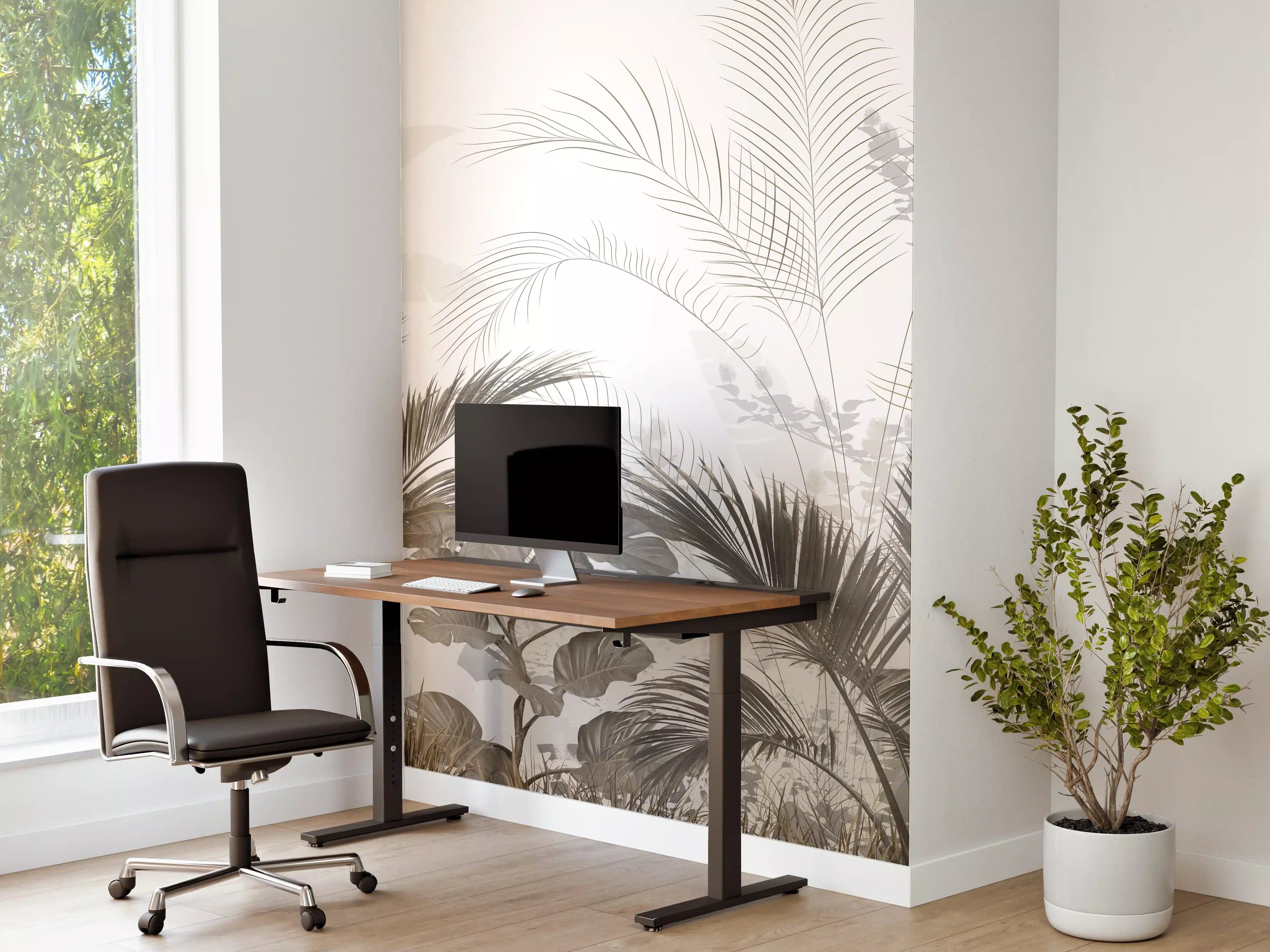 Büro Wandgestaltung - Gräulich - Florales Wandbild