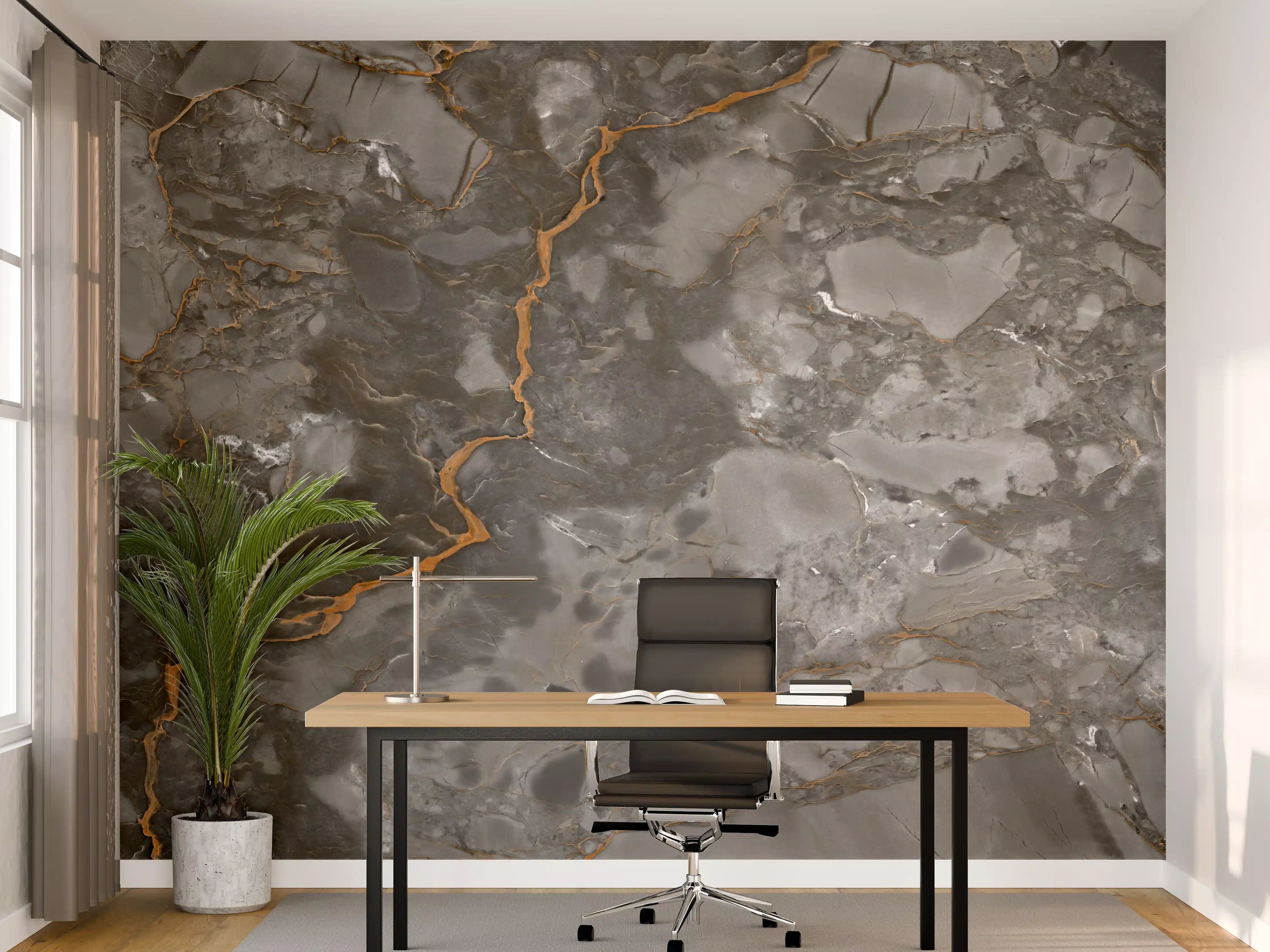 Büro Wandgestaltung - Gräulich-Schwarzer Marmor