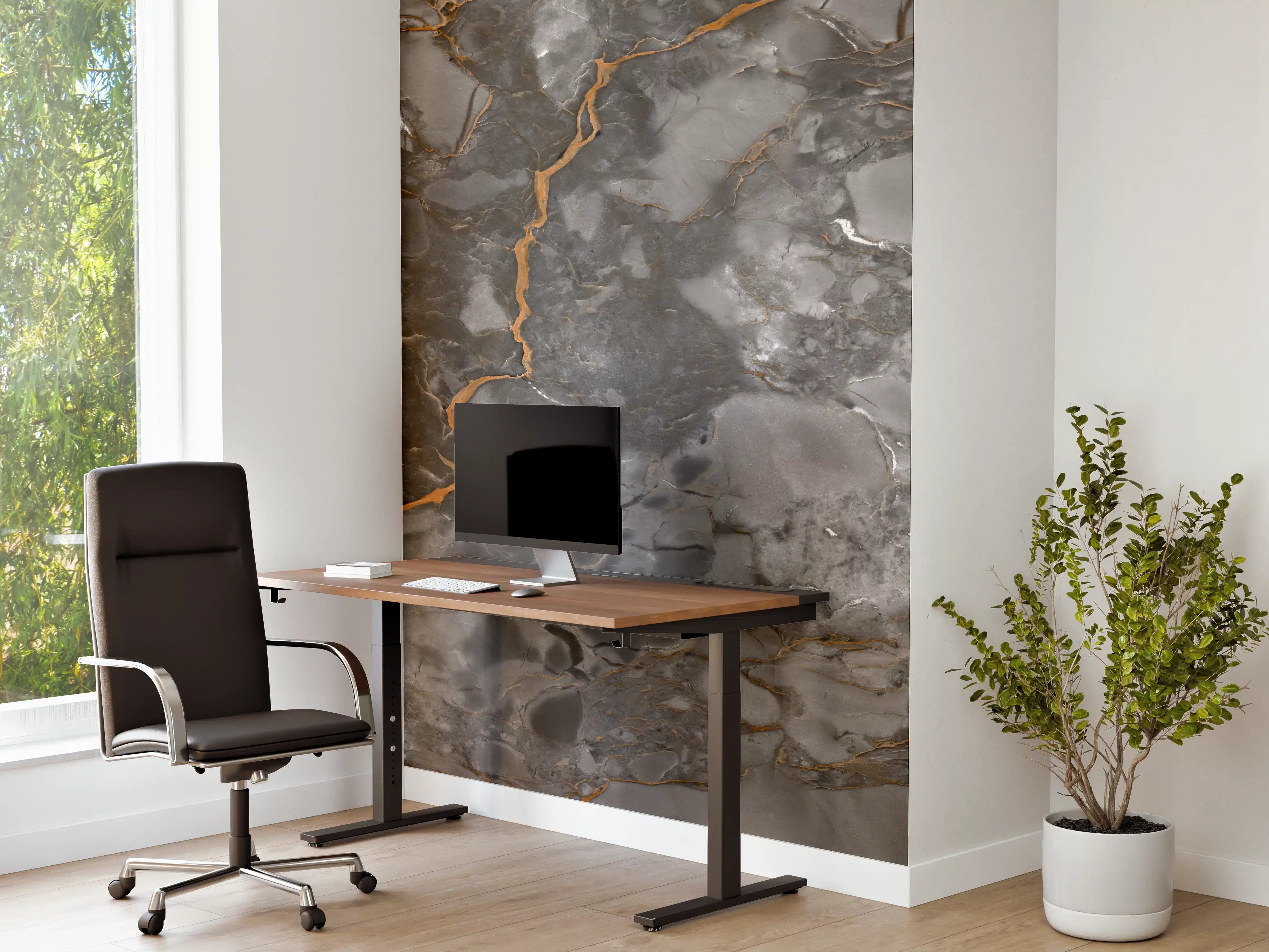 Büro Wandgestaltung - Gräulich-Schwarzer Marmor