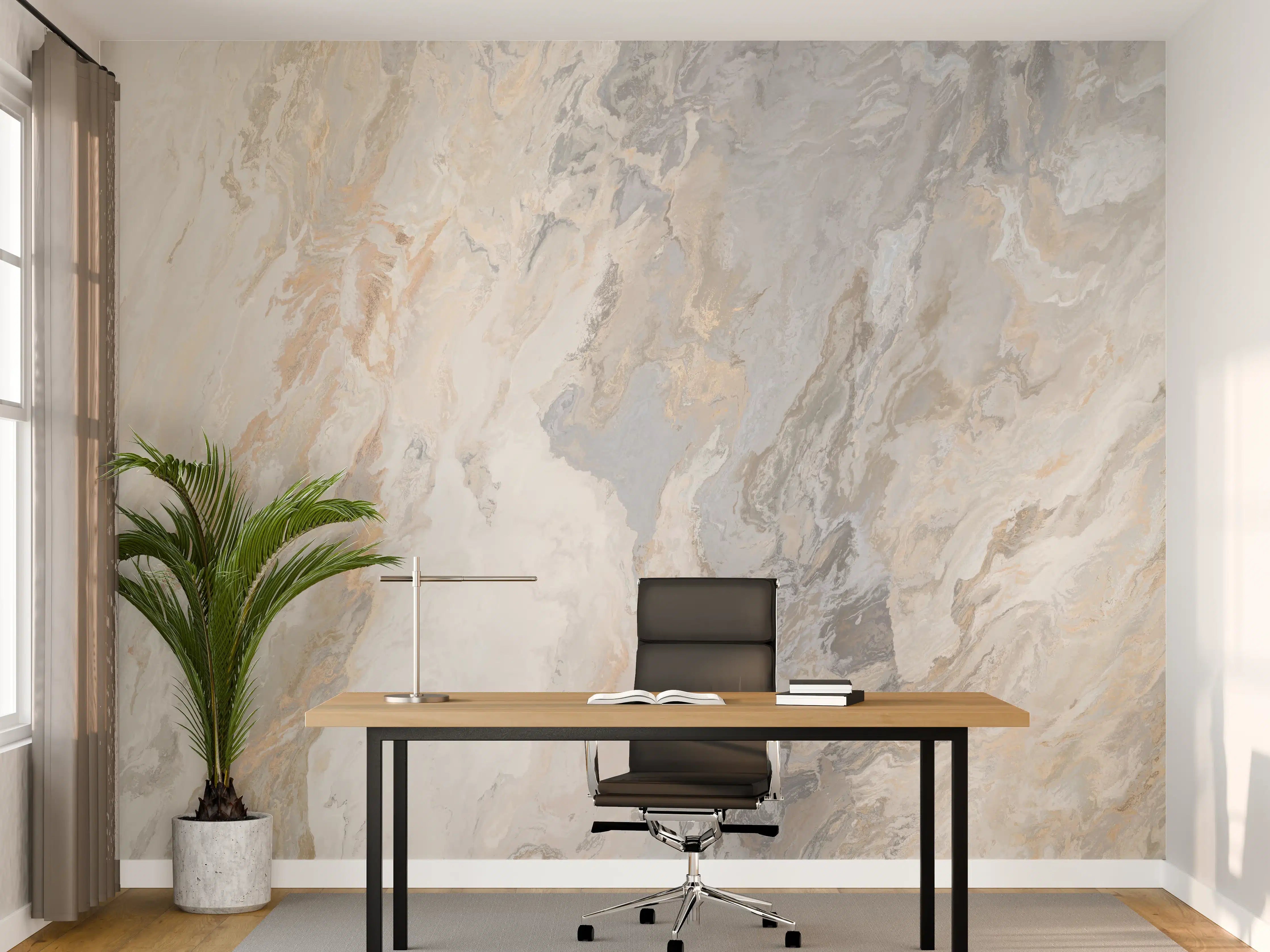 Büro Wandgestaltung - Gräulich-beiger matter Marmor