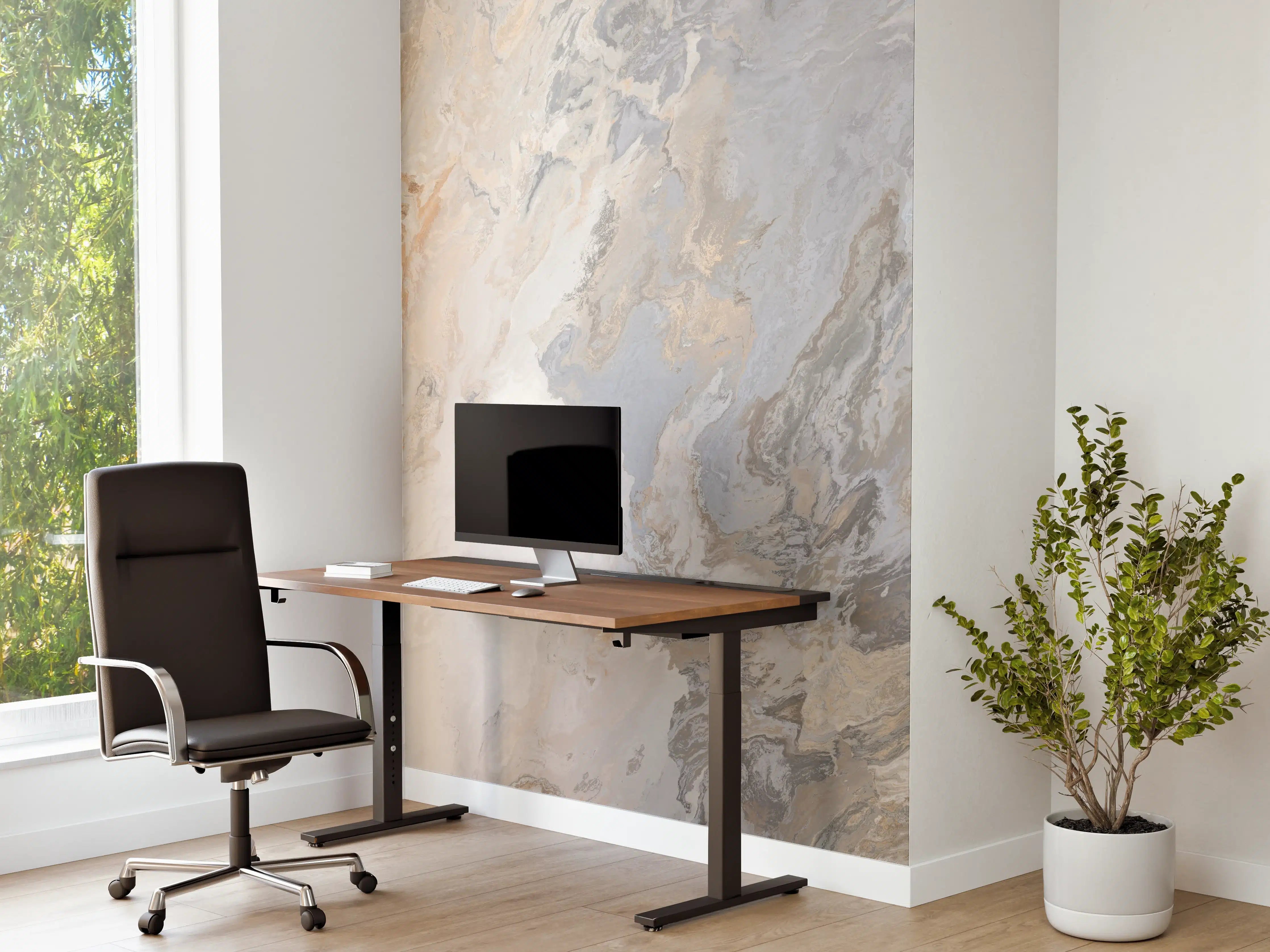Büro Wandgestaltung - Gräulich-beiger matter Marmor