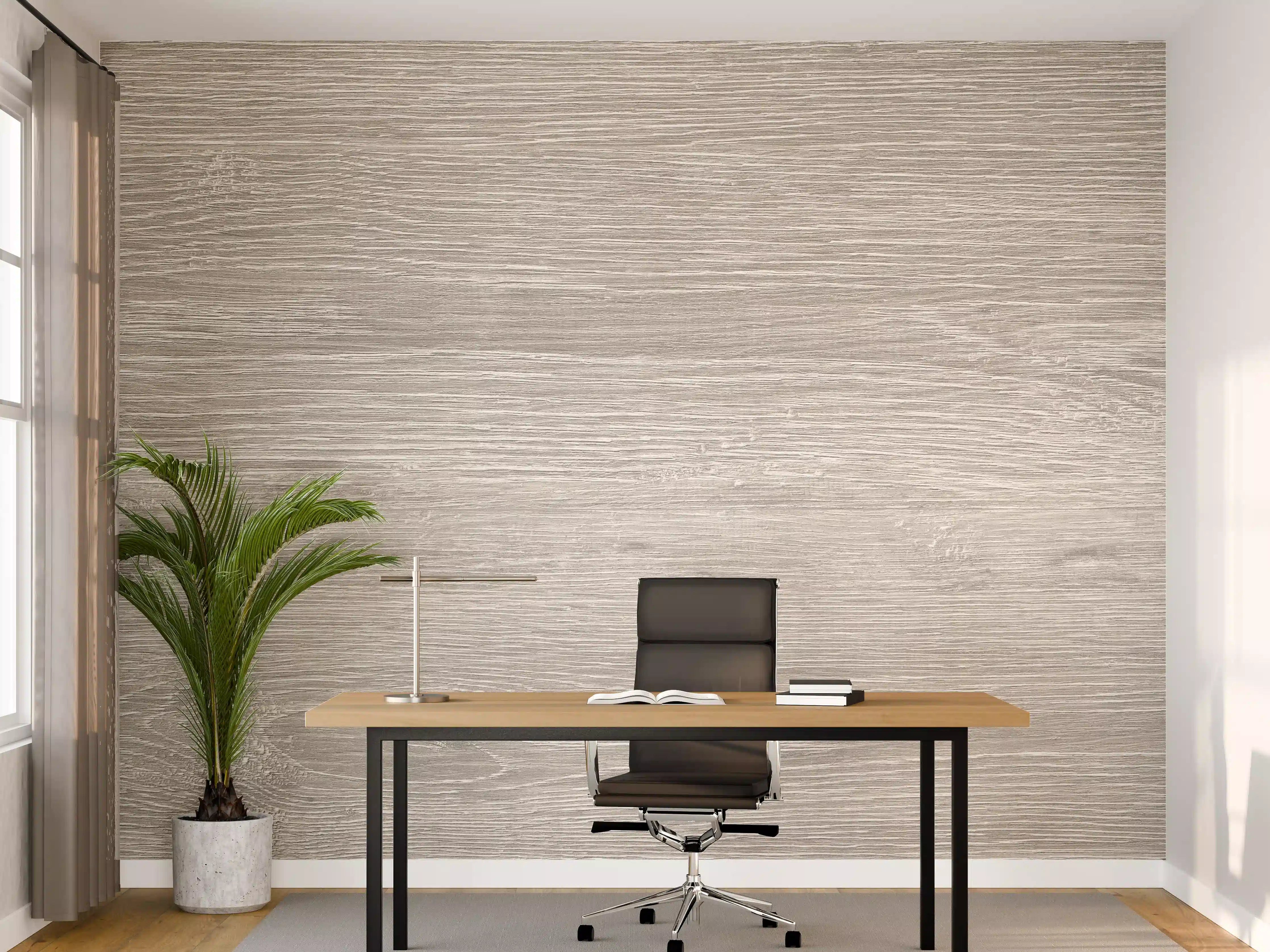 Büro Wandgestaltung - Gräuliche Eichenholzplatte