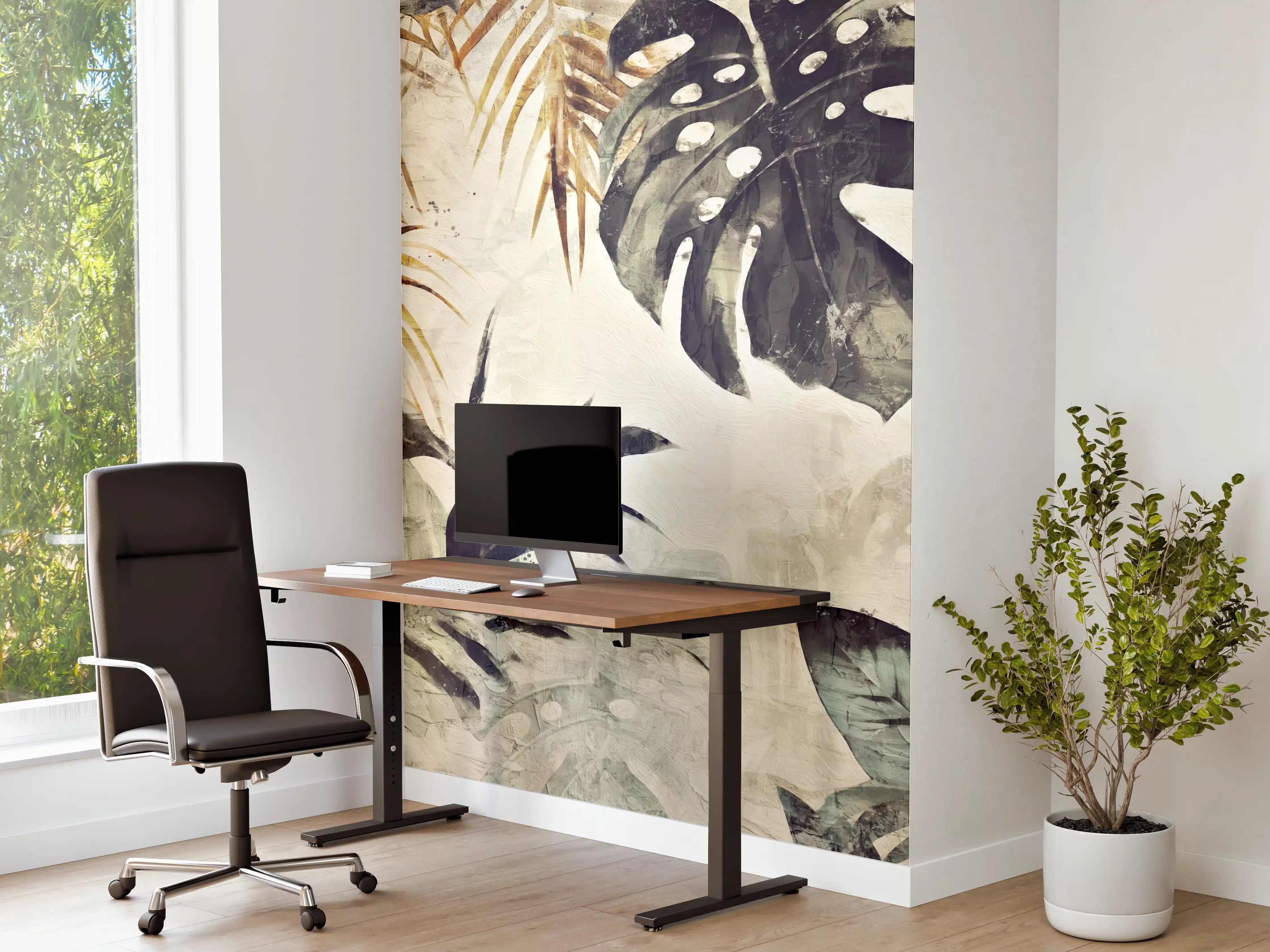 Büro Wandgestaltung - Gräuliche Pflanzen Floral
