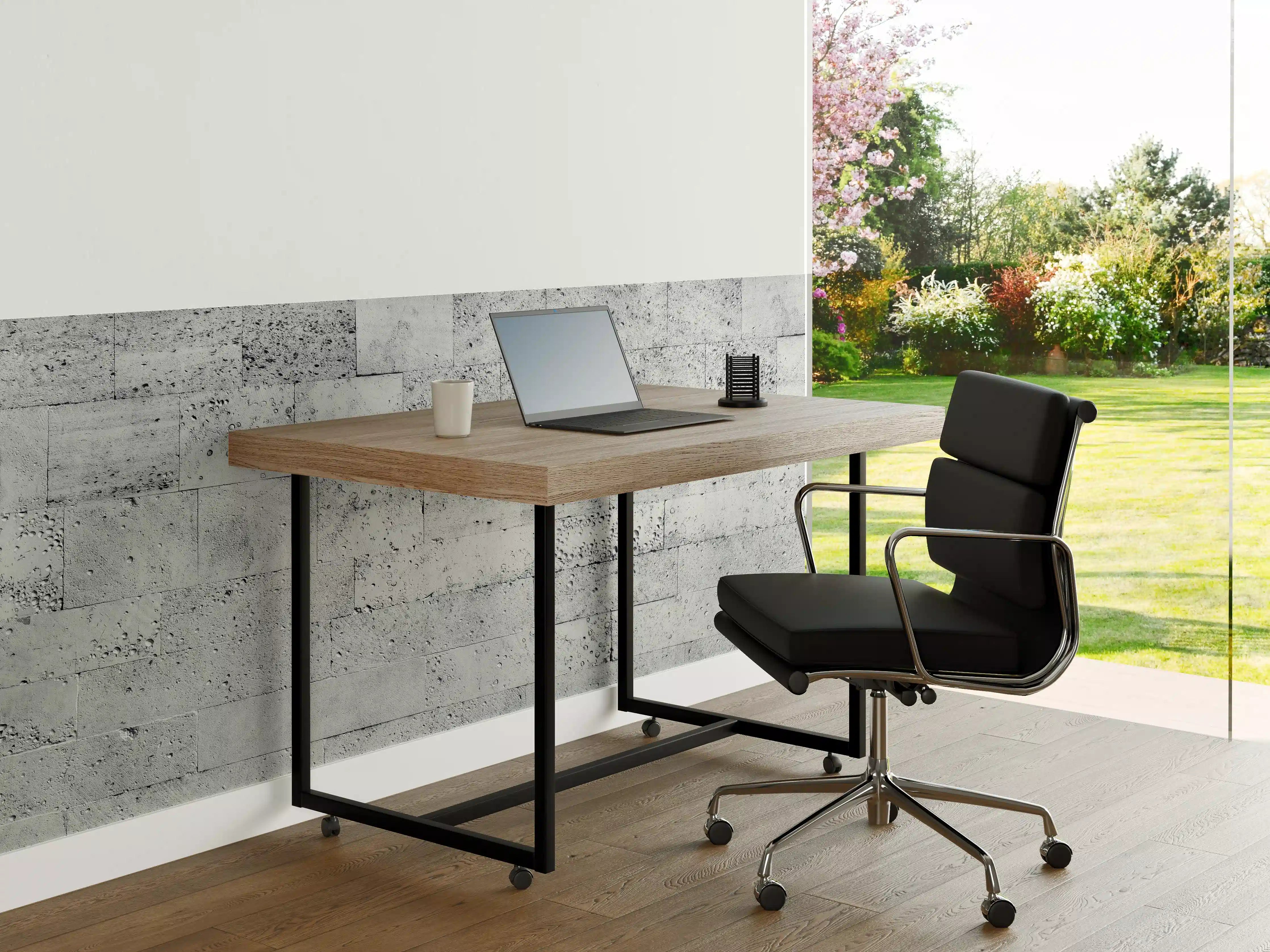 Büro Wandgestaltung - Gräuliche Tuffstein-Blockwand