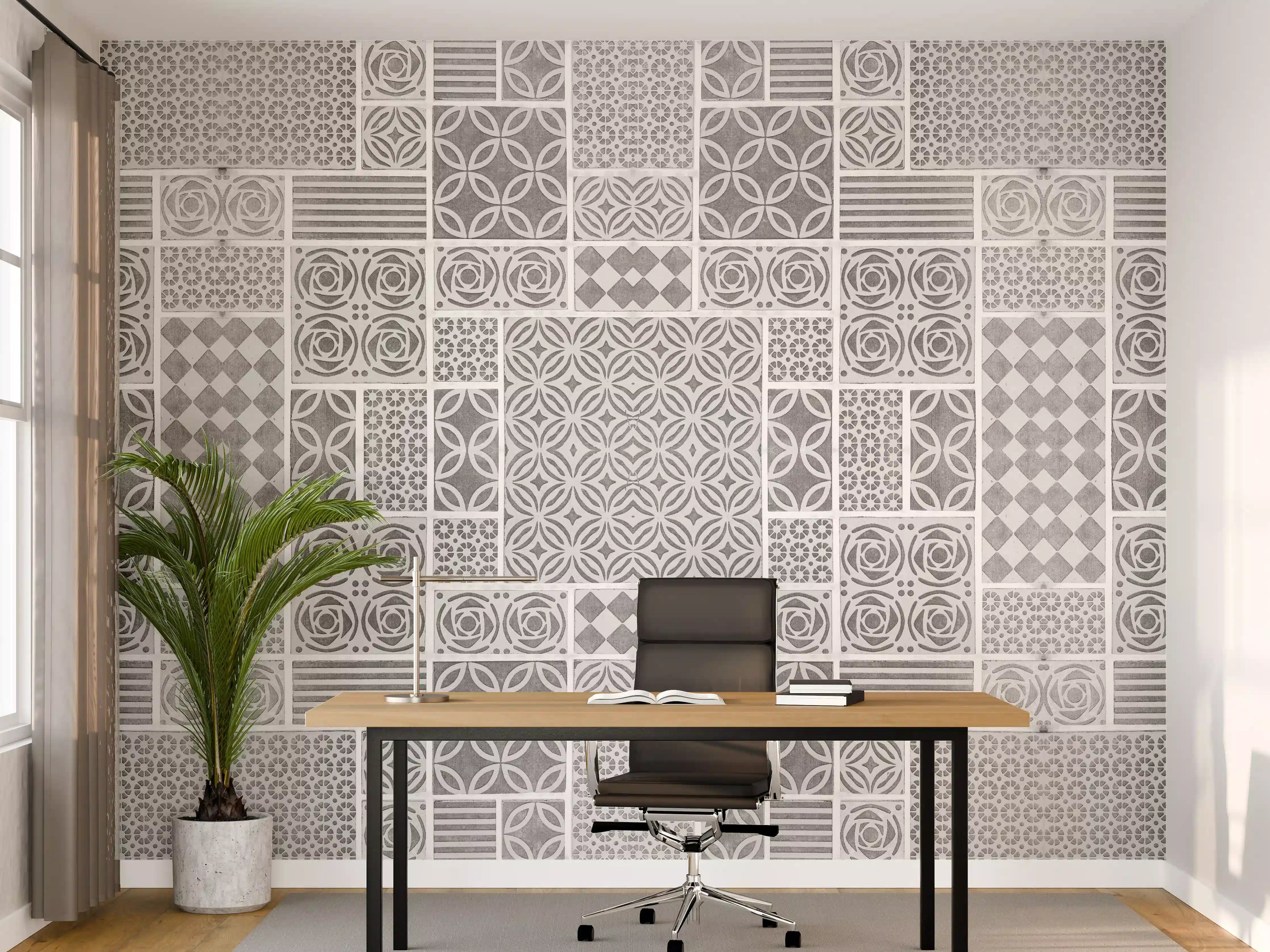 Büro Wandgestaltung - Gräuliche geometrische Fliesen