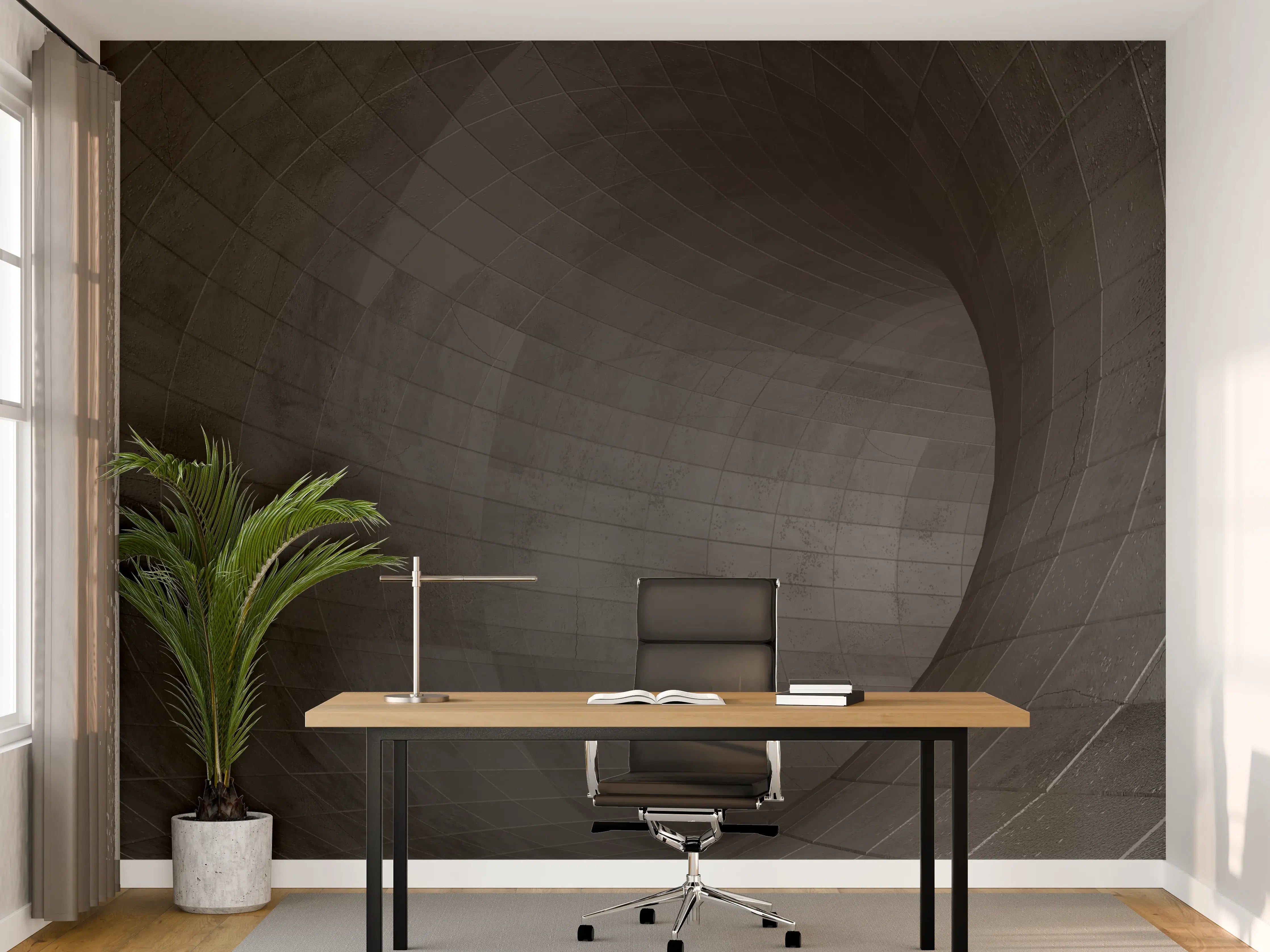 Büro Wandgestaltung - Gräulicher Beton - Tunnel