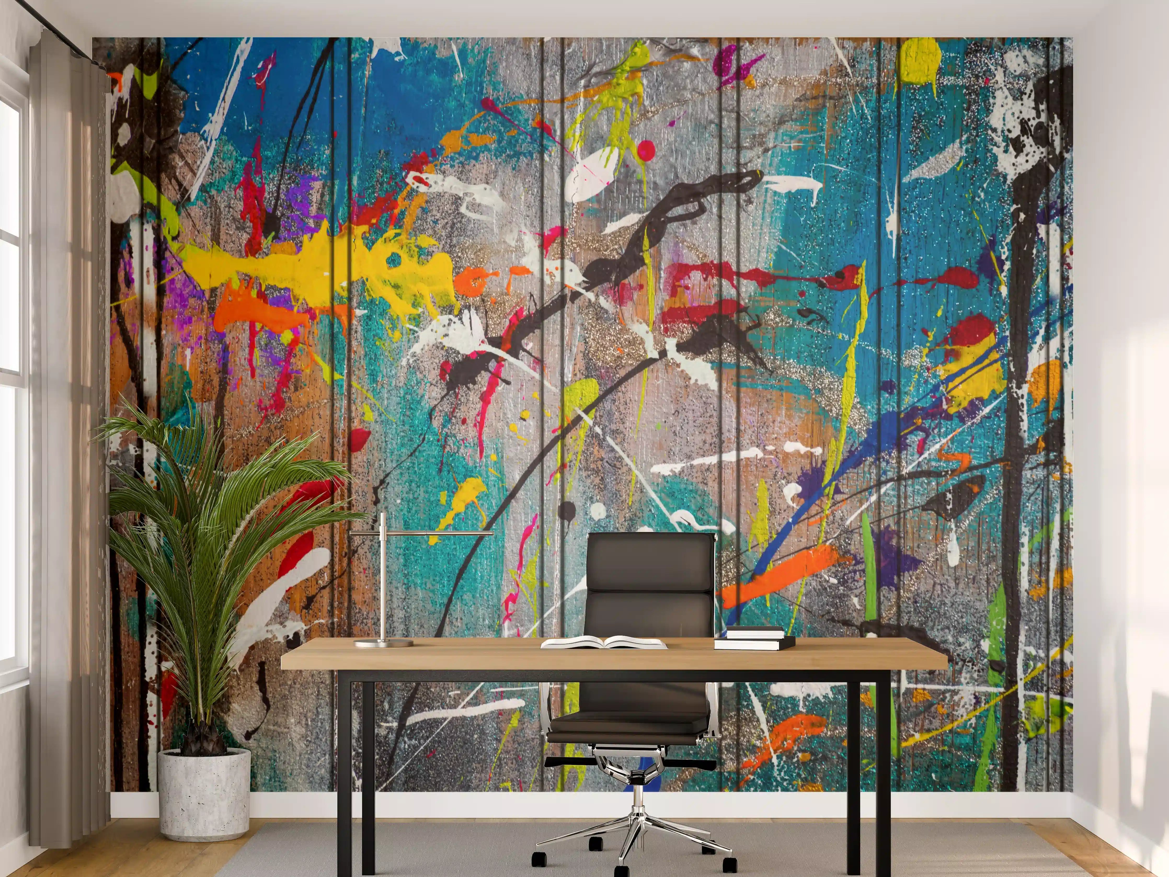 Büro Wandgestaltung - Graffiti auf Holz