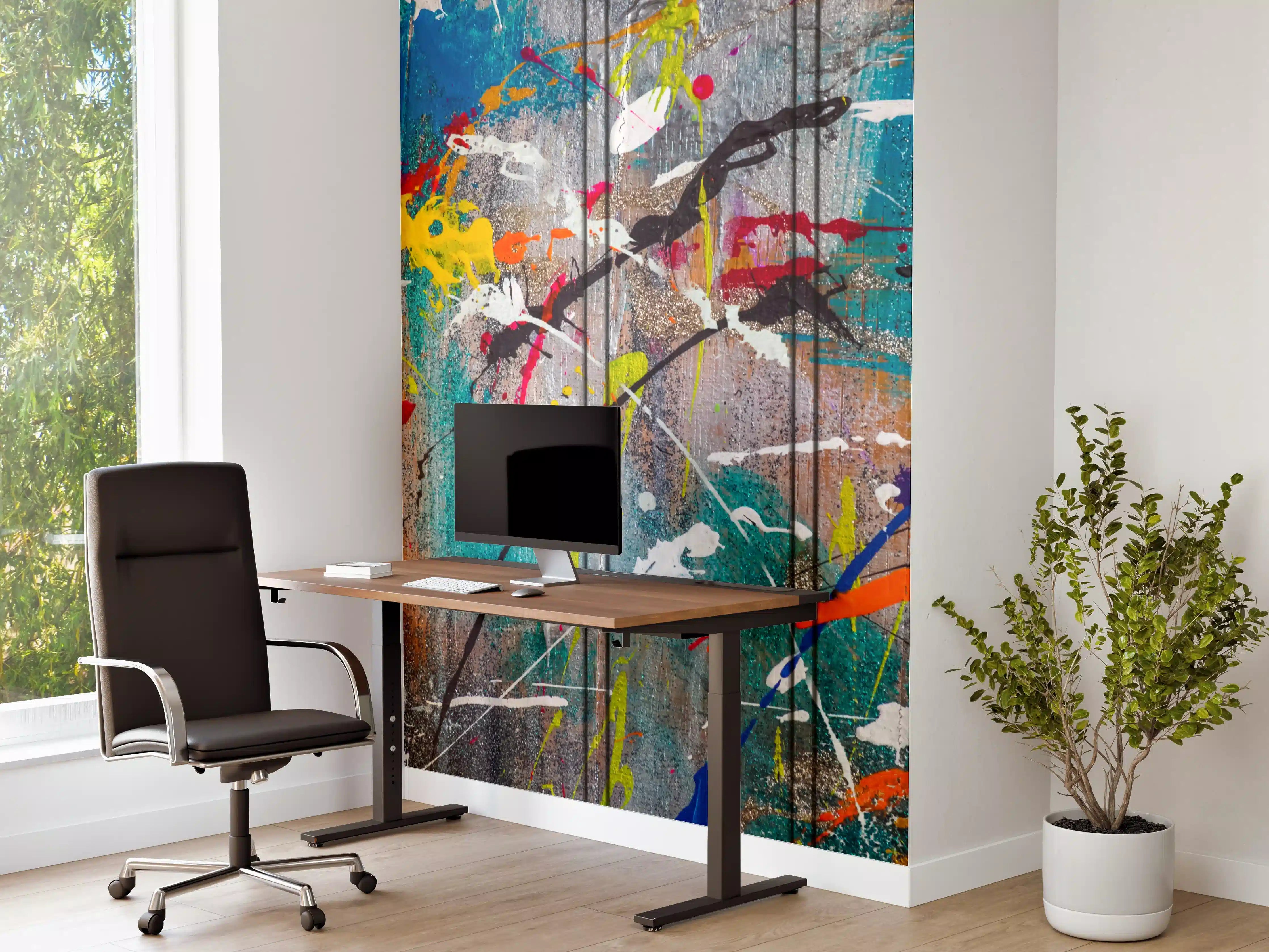 Büro Wandgestaltung - Graffiti auf Holz