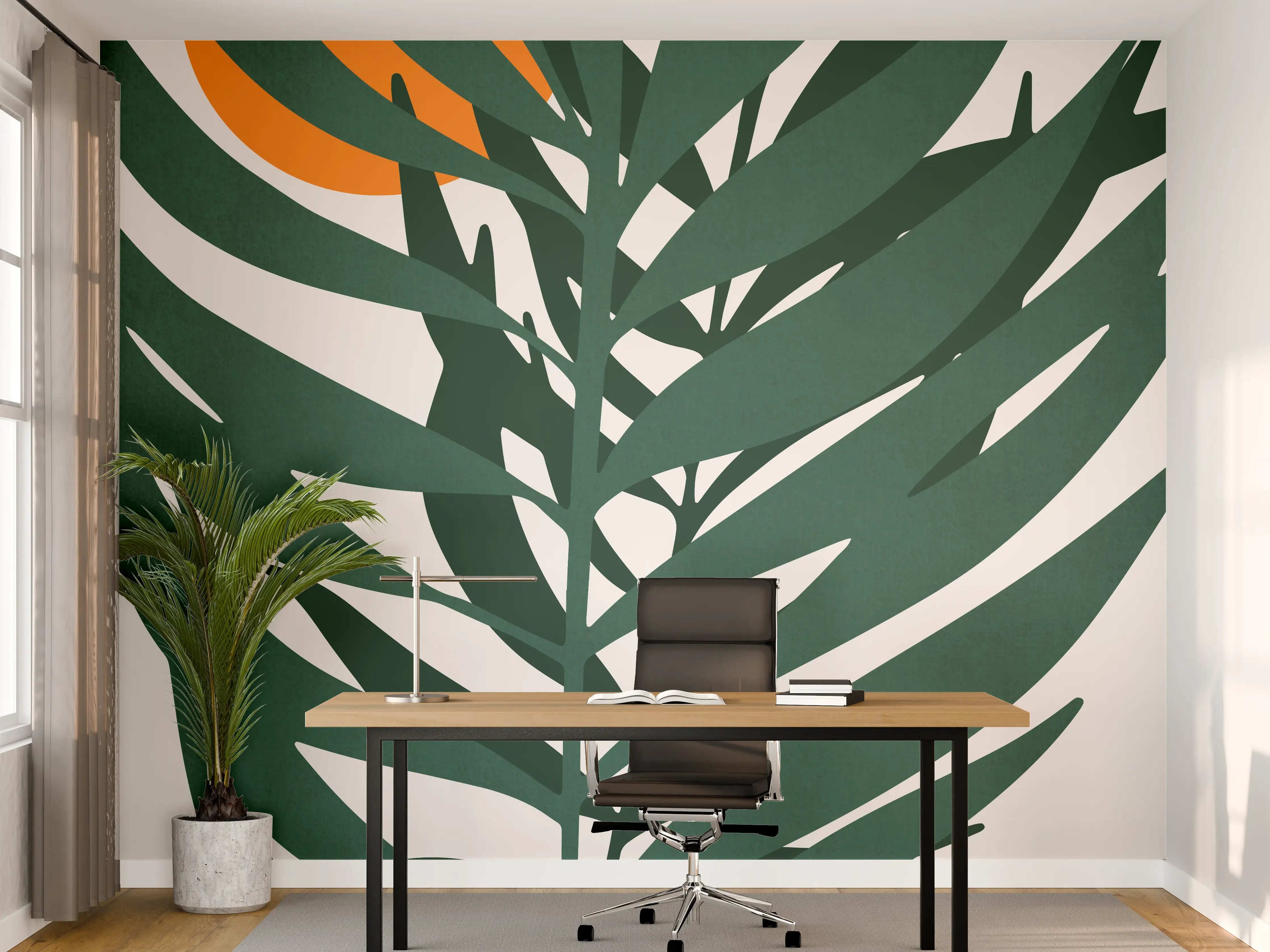 Büro Wandgestaltung - Grafik einer Pflanze 
