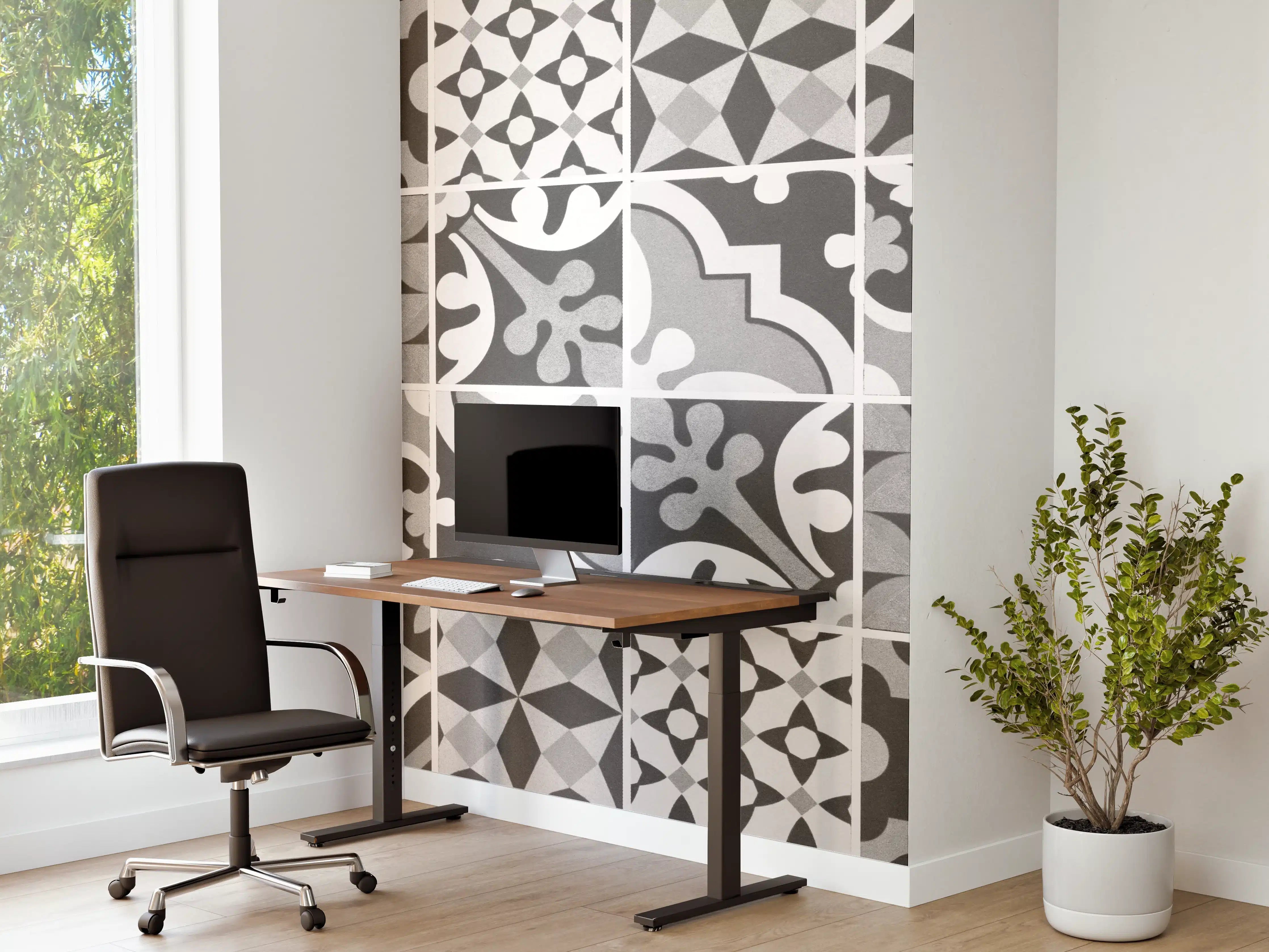 Büro Wandgestaltung - Grau-Weiß Vintage Mosaik