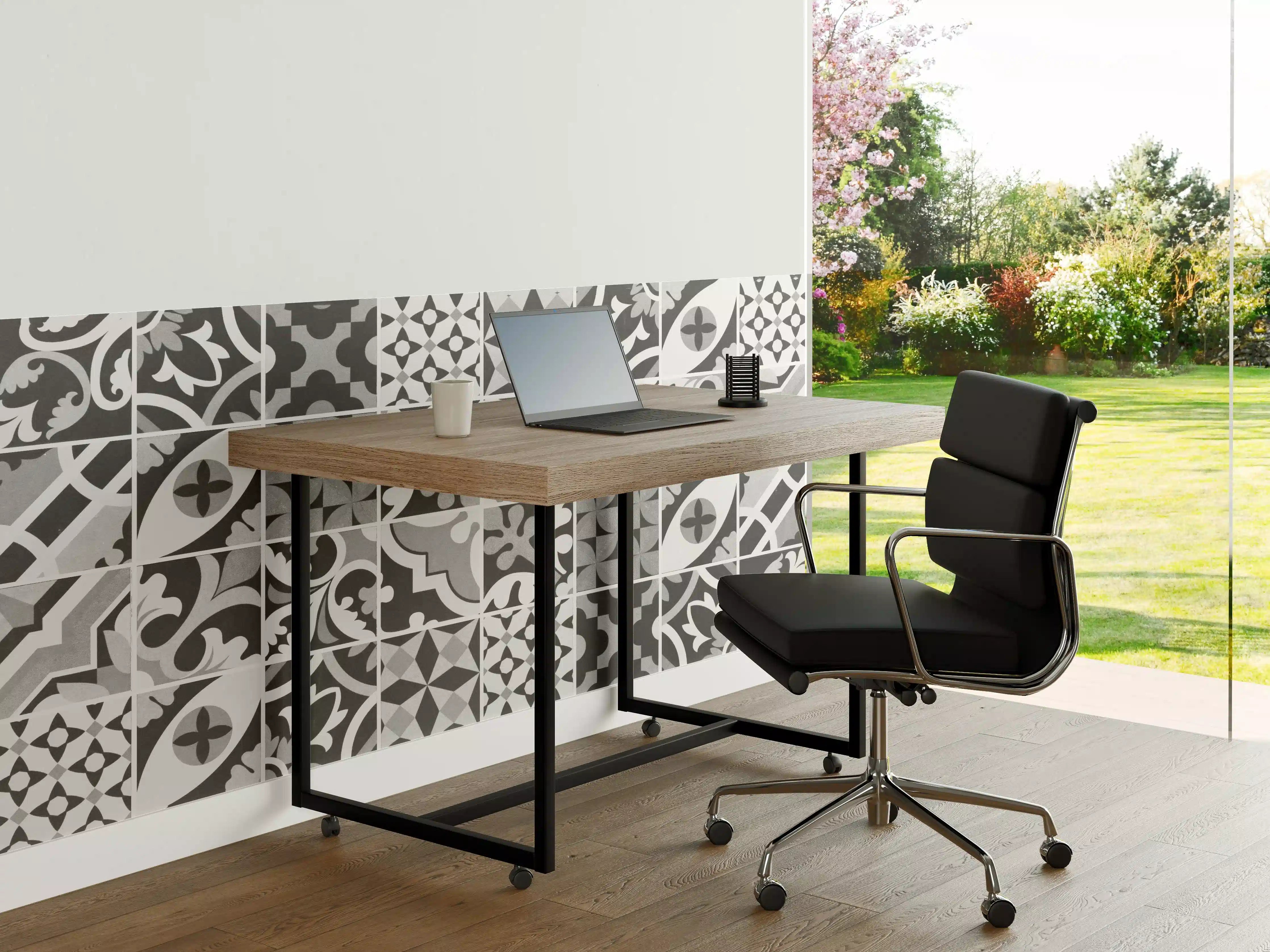 Büro Wandgestaltung - Grau-Weiß Vintage Mosaik