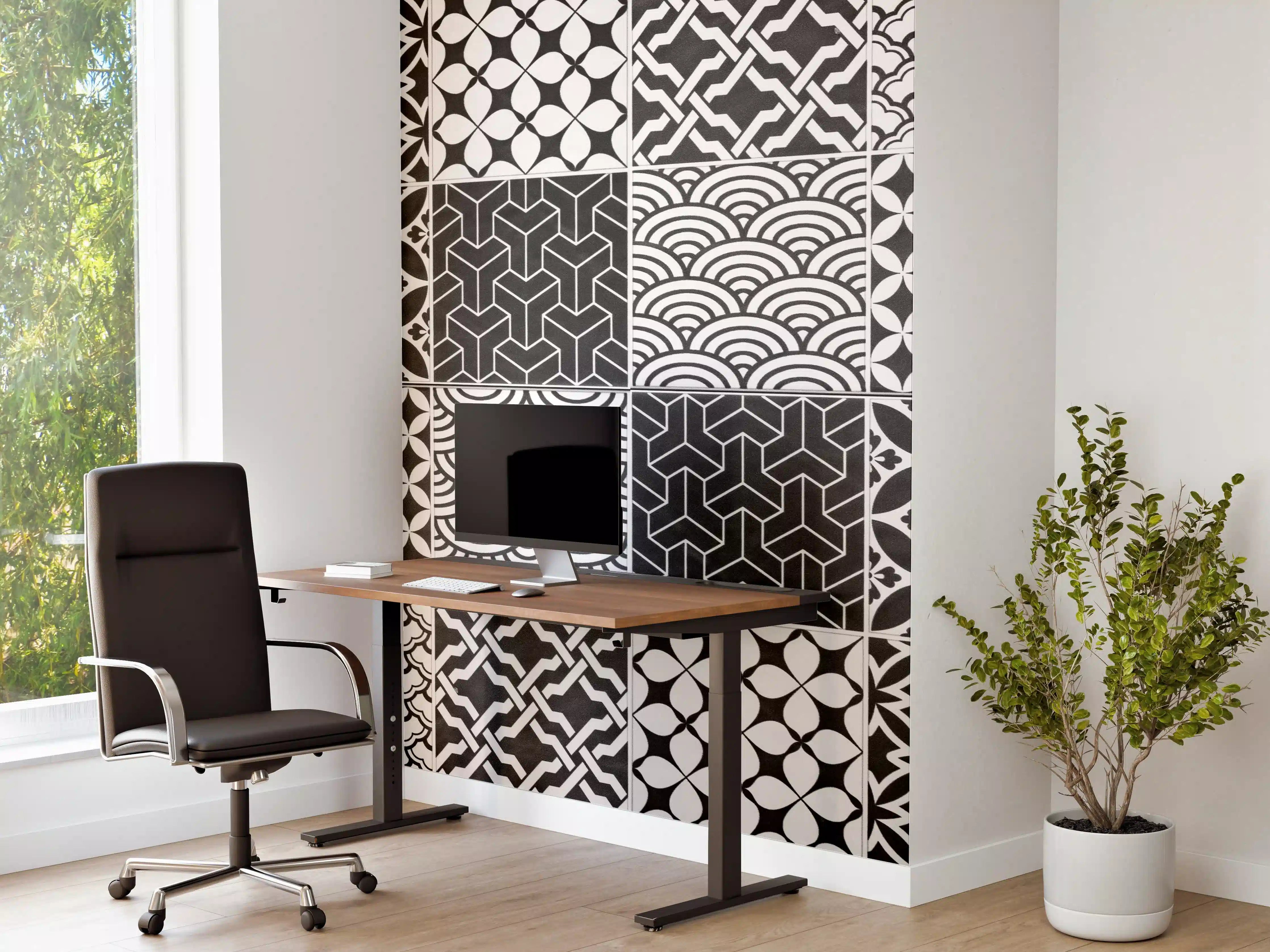 Büro Wandgestaltung - Grau-Weiß geometrisch Mosaik