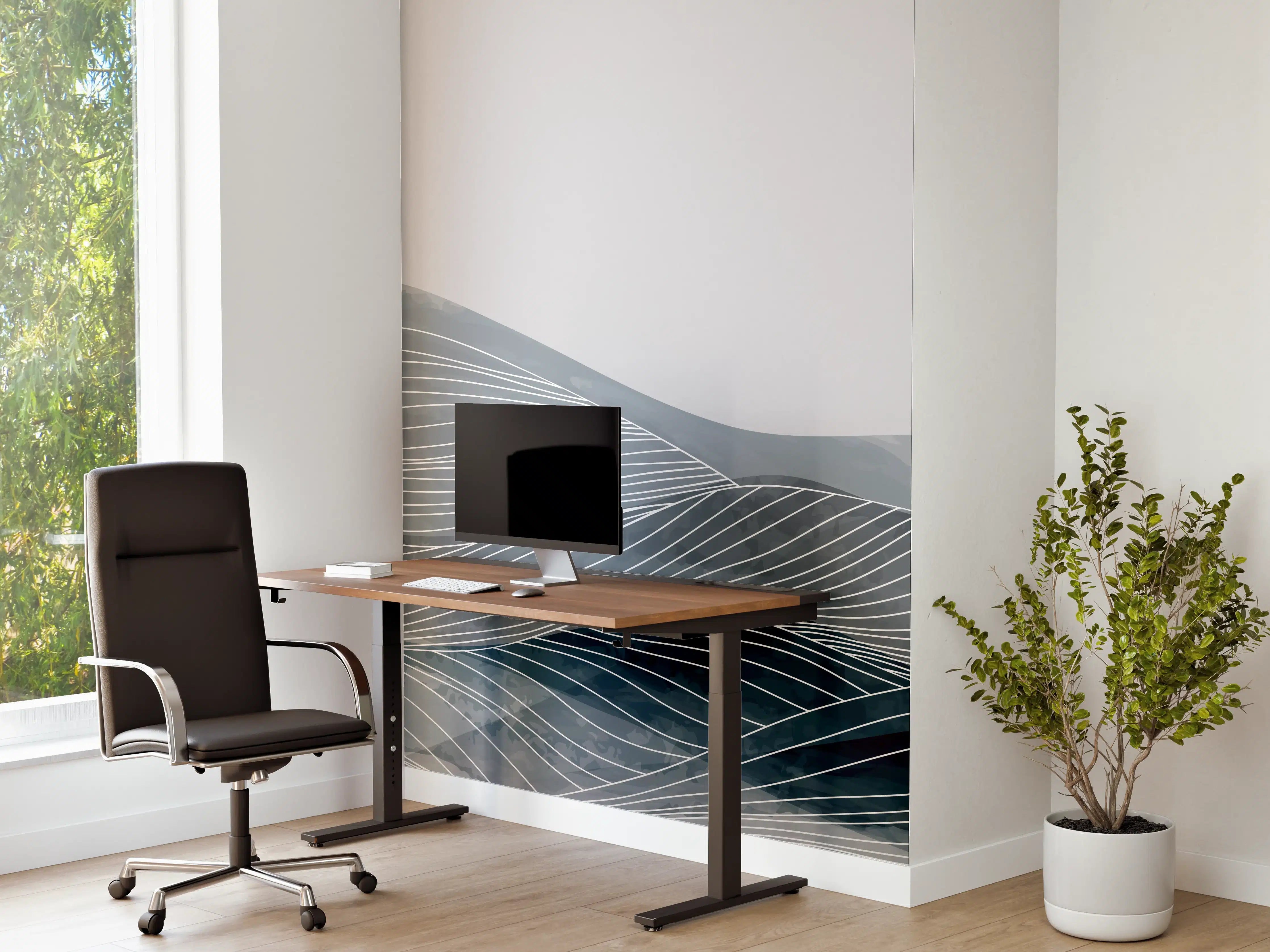 Büro Wandgestaltung - Grau-Weiße Wellenstruktur