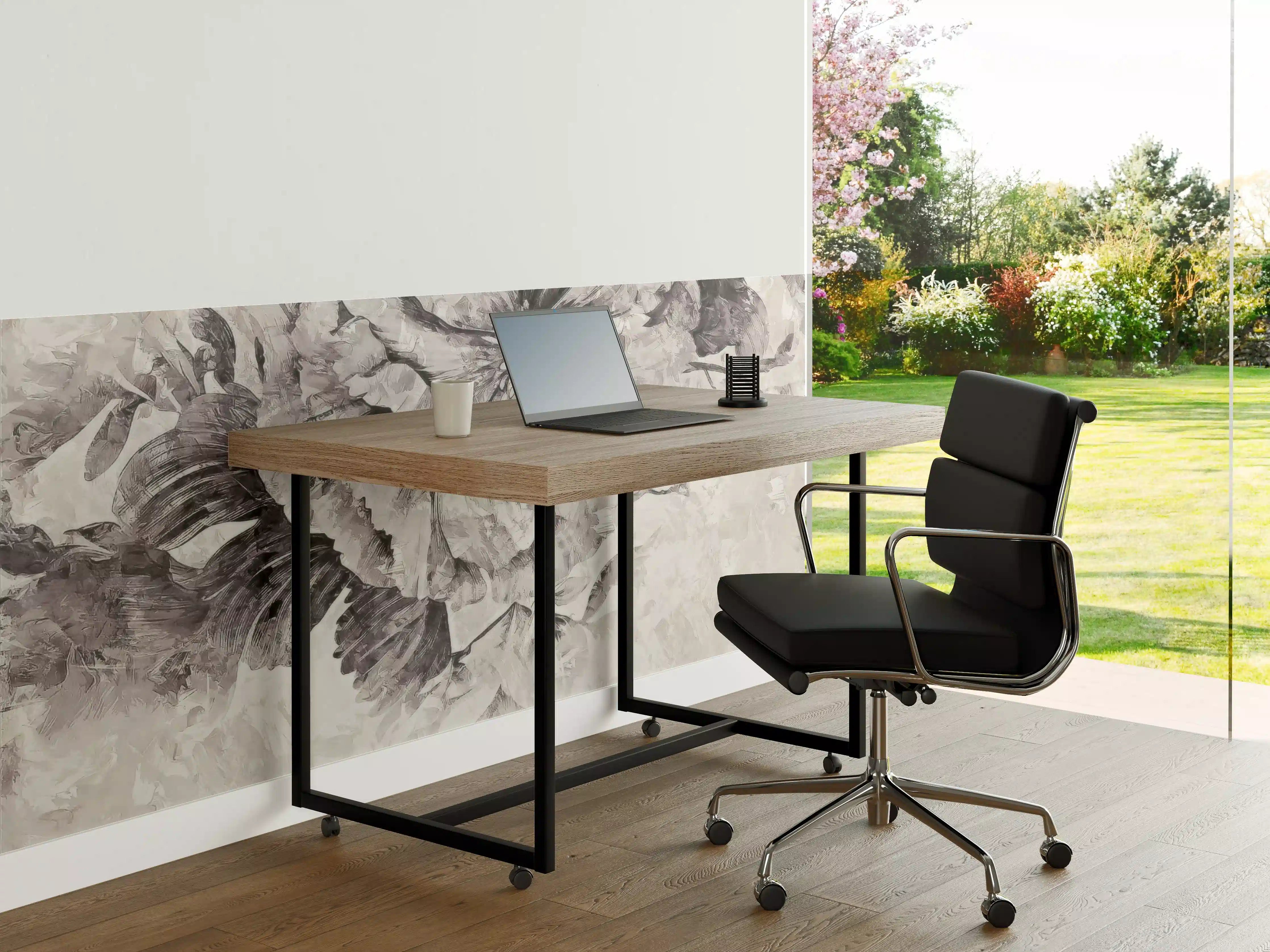 Büro Wandgestaltung - Grau-Weißes Blumenmuster Poster
