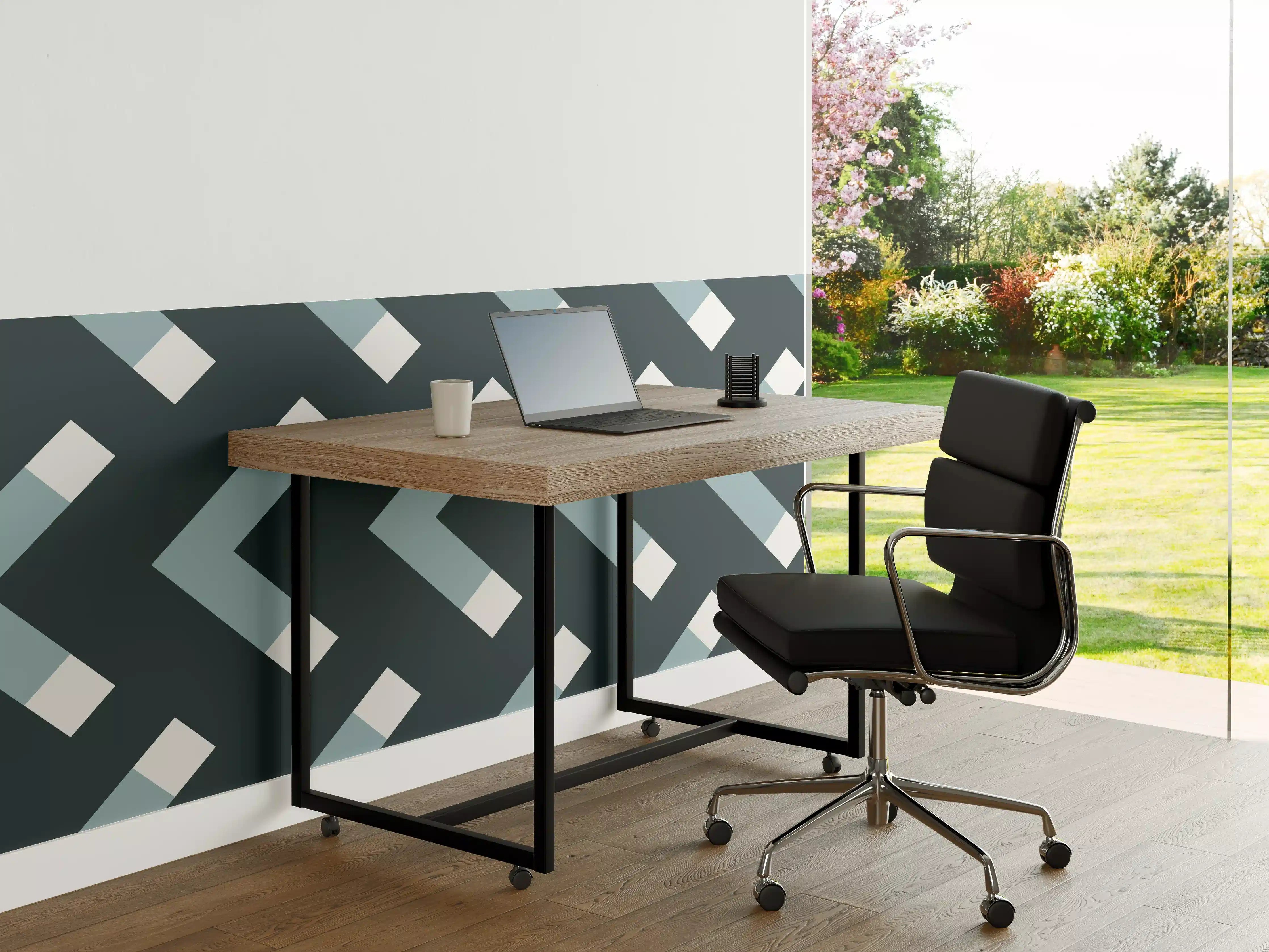 Büro Wandgestaltung - Grau-Weißes Chevron Muster