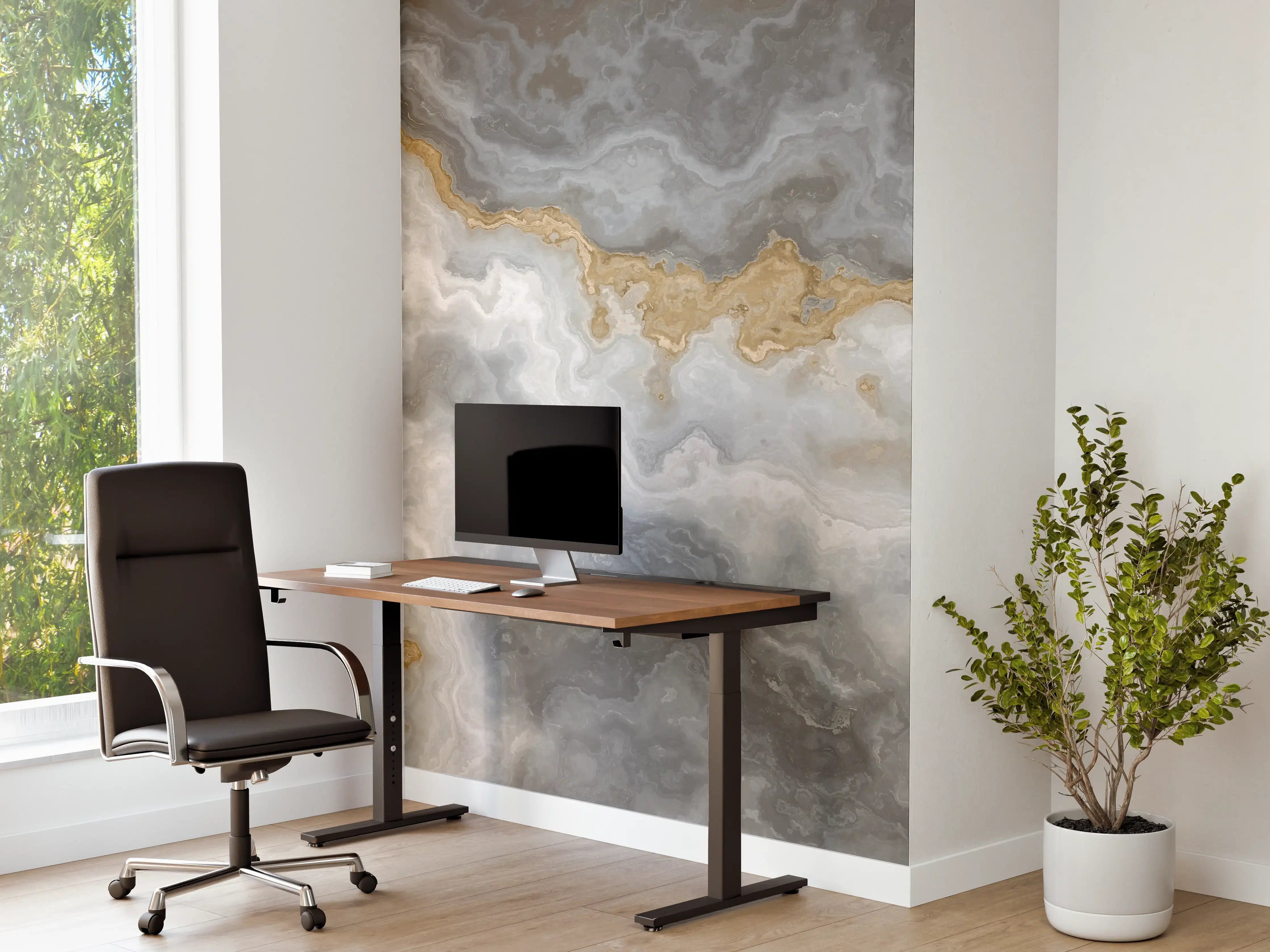 Büro Wandgestaltung - Grau-weißes Marmormuster