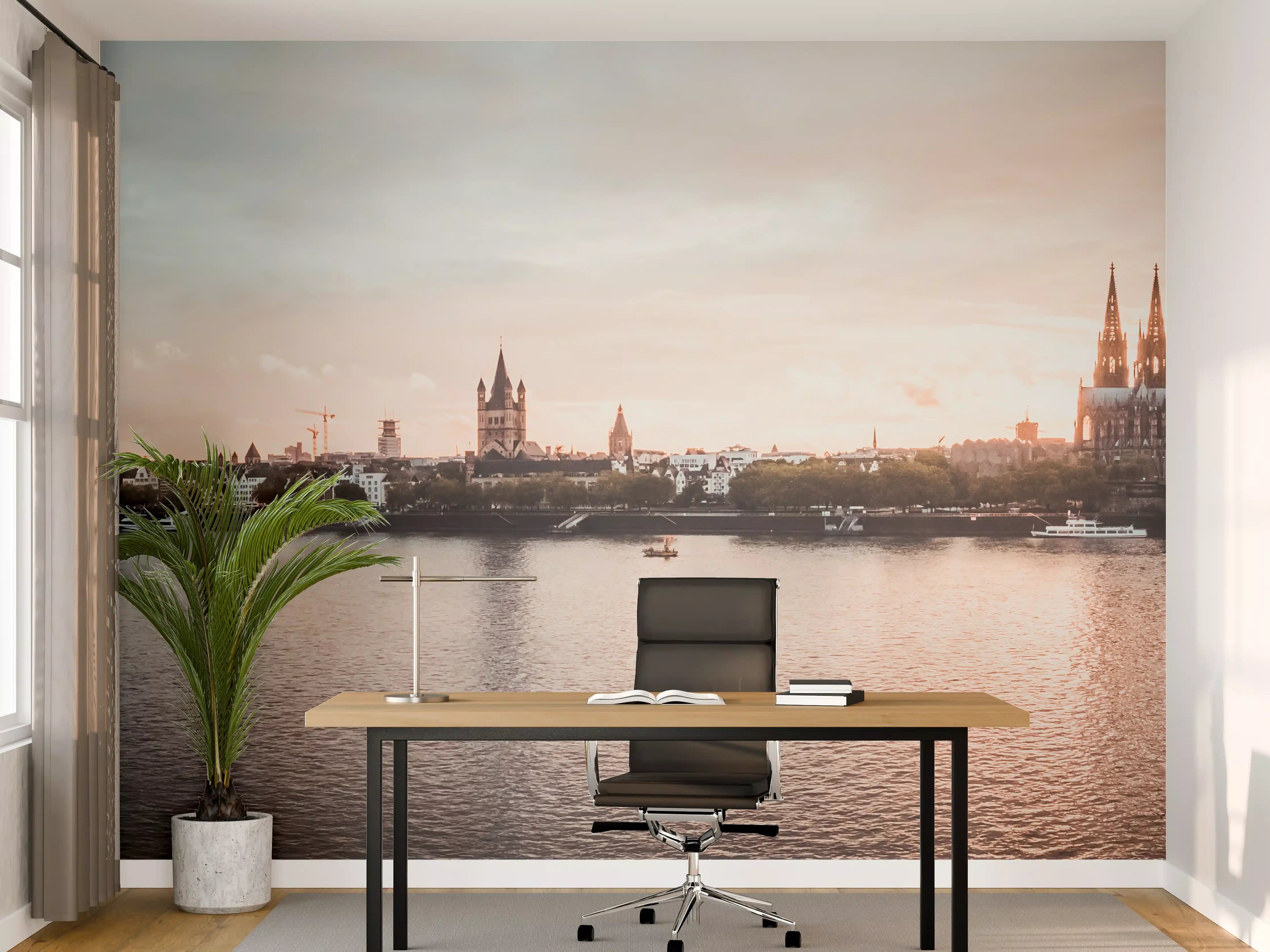 Büro Wandgestaltung - Graue Abendhimmel über Stadt