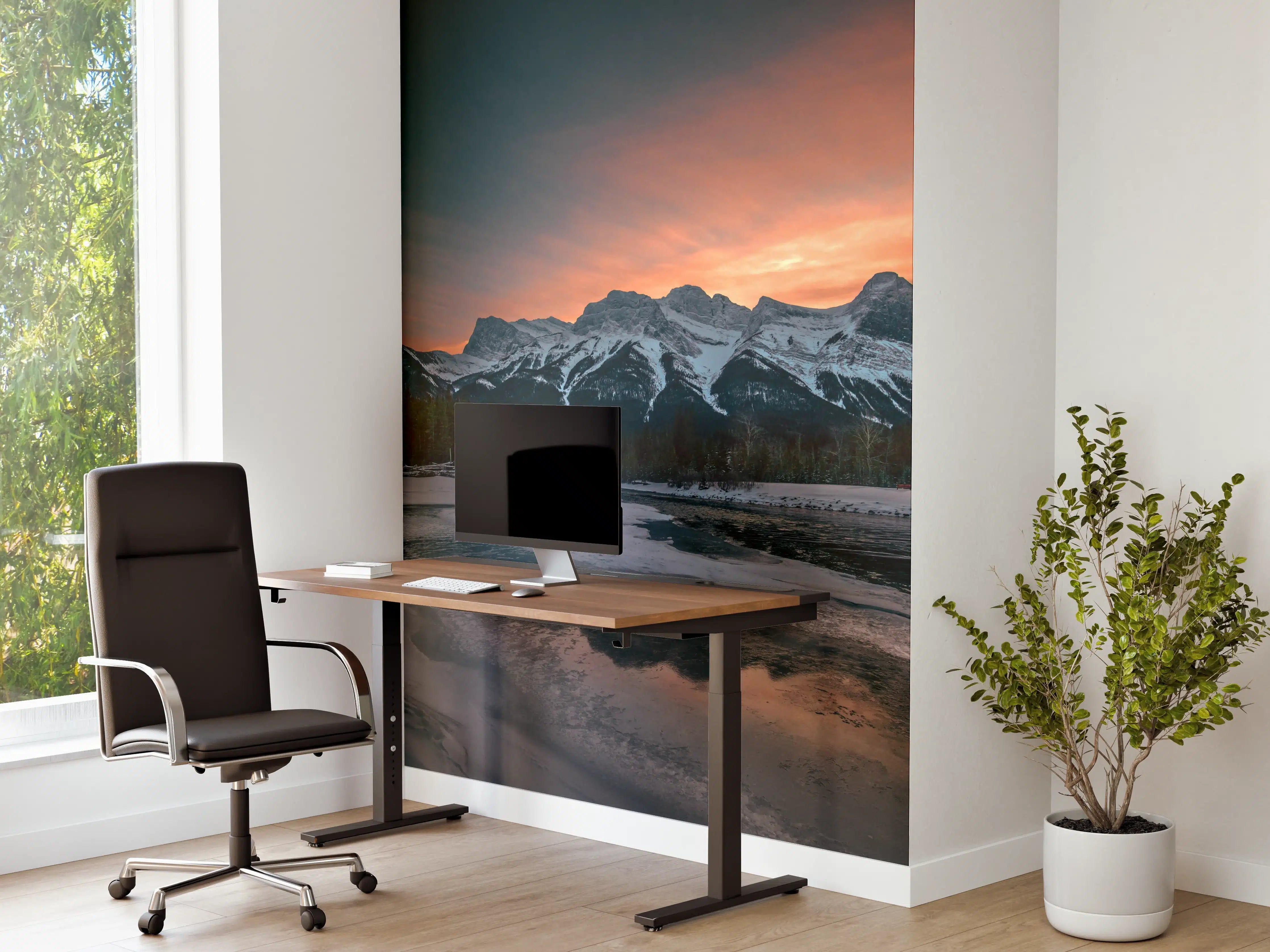 Büro Wandgestaltung - Graue Bergwelt im Abendlicht