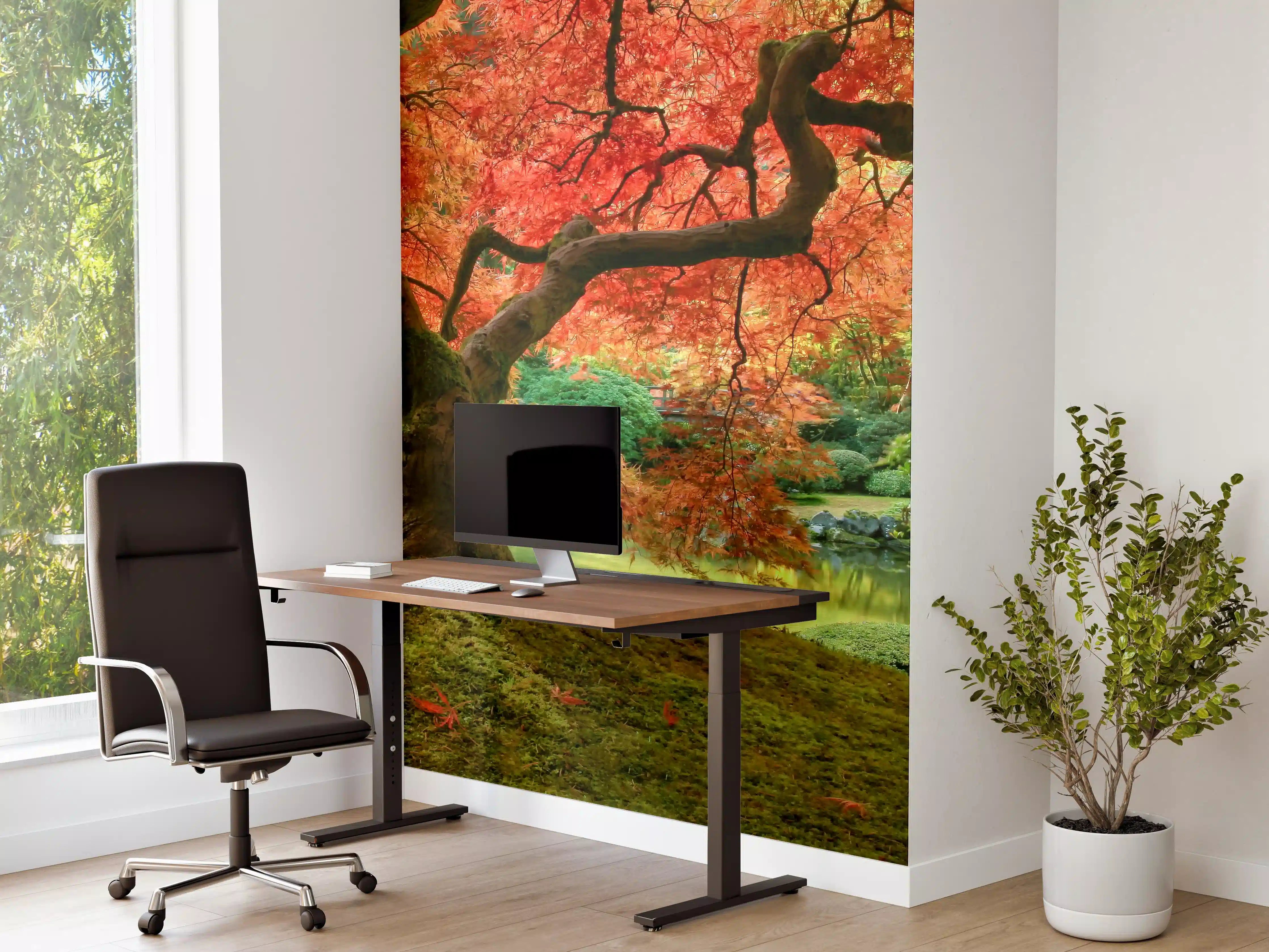 Büro Wandgestaltung - Graue Blätter im Herbstpark
