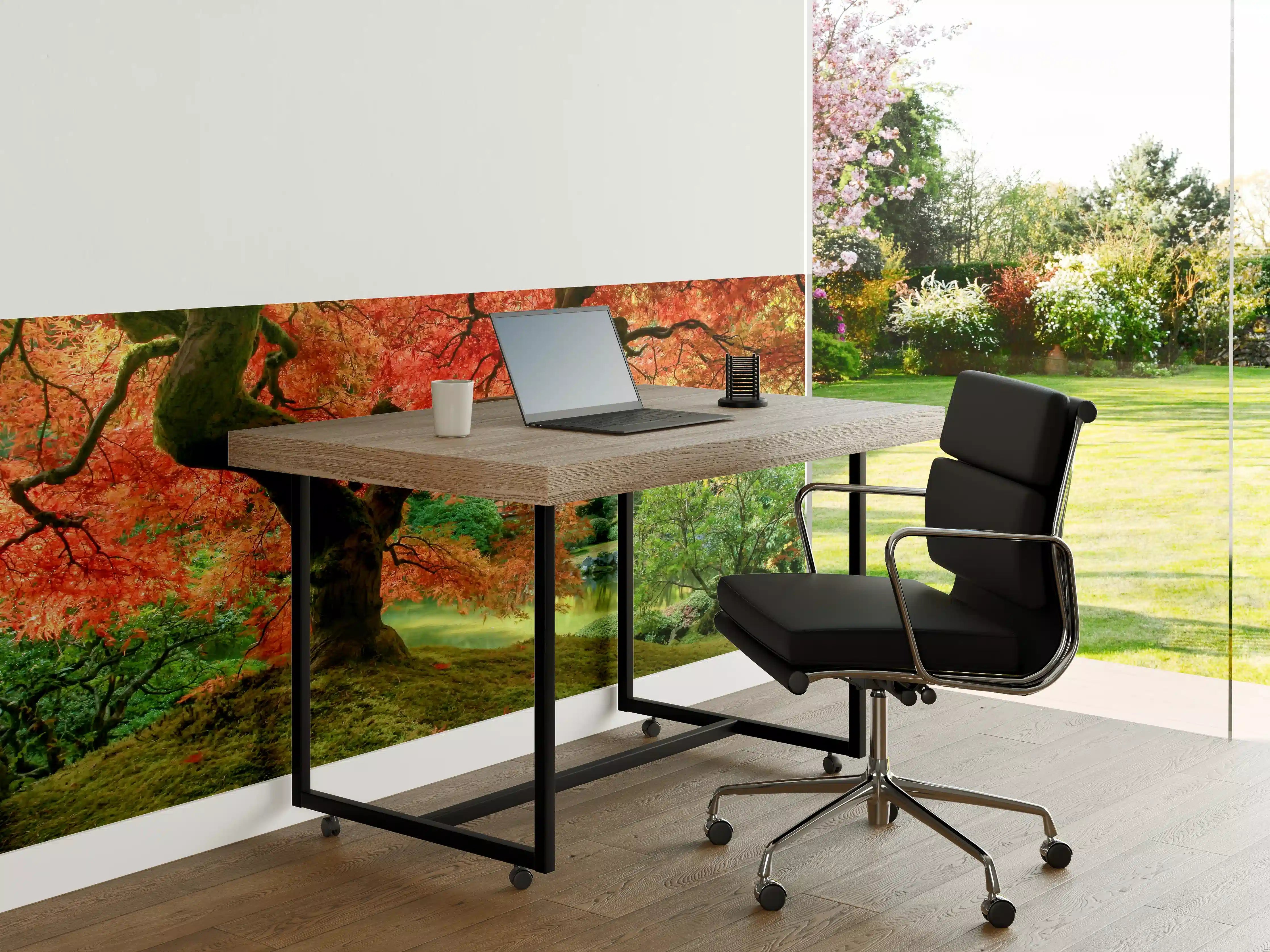 Büro Wandgestaltung - Graue Blätter im Herbstpark