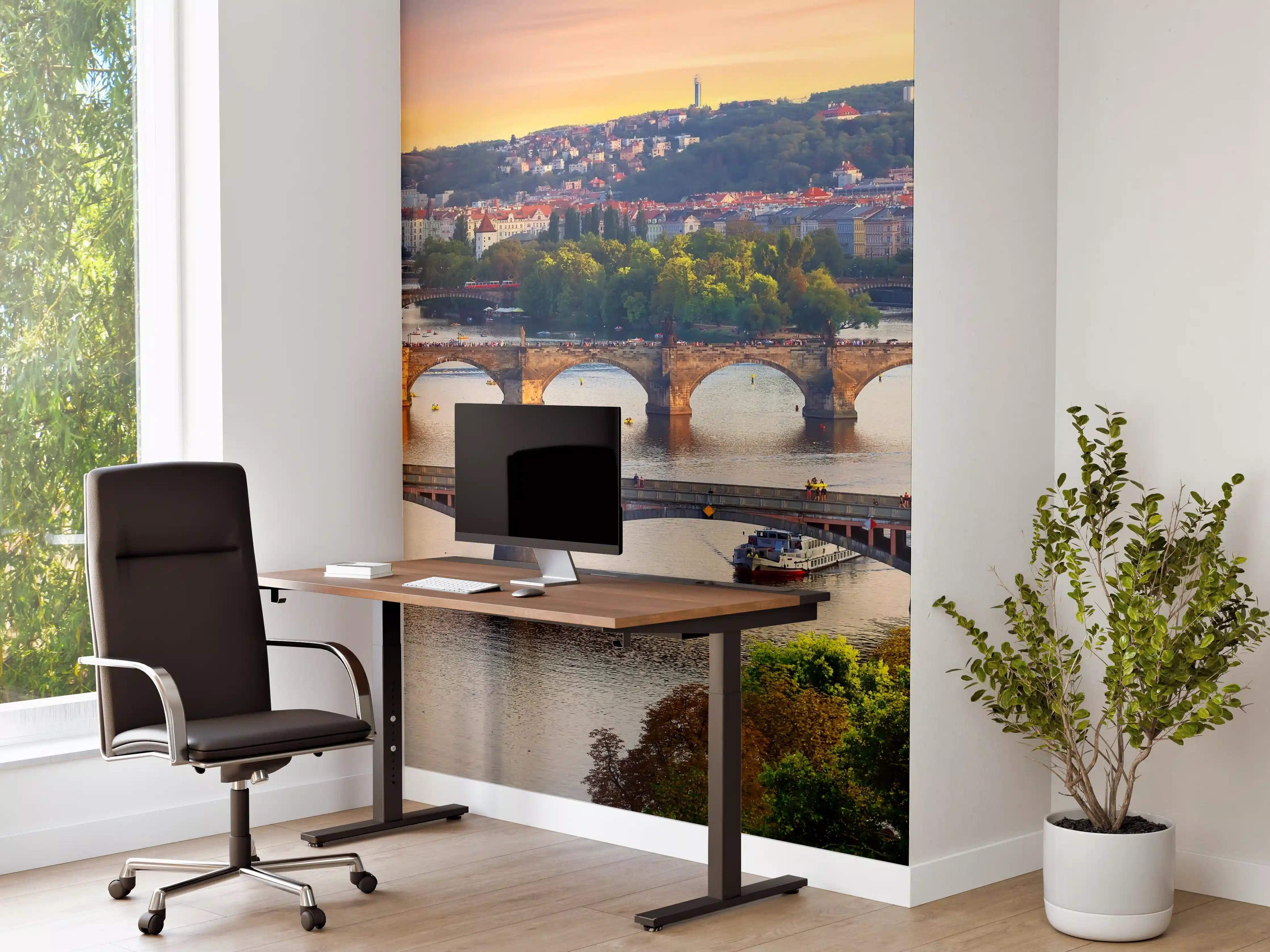 Büro Wandgestaltung - Graue Dämmerung über Stadt