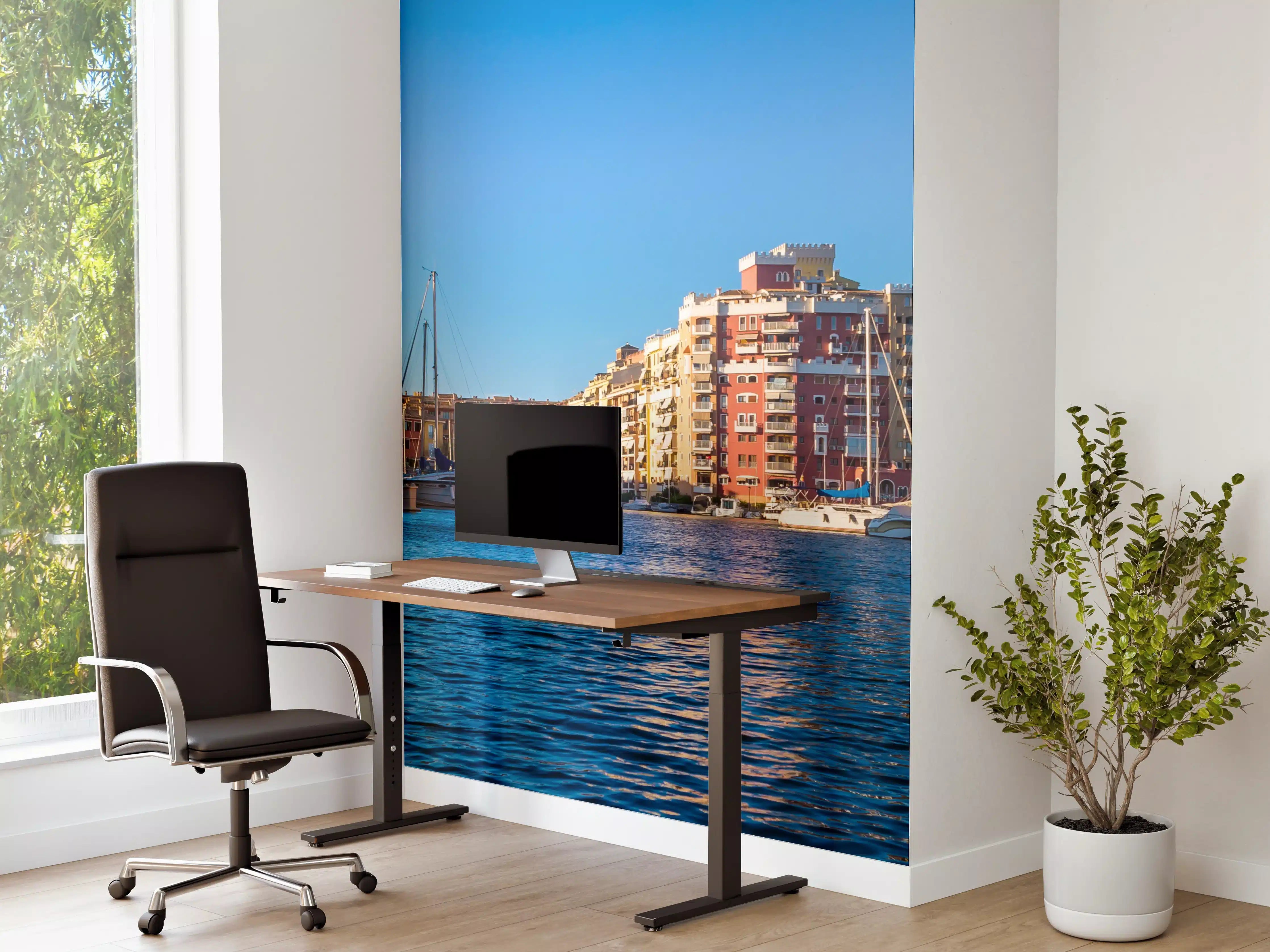 Büro Wandgestaltung - Graue Hafenstille bei Dämmerung