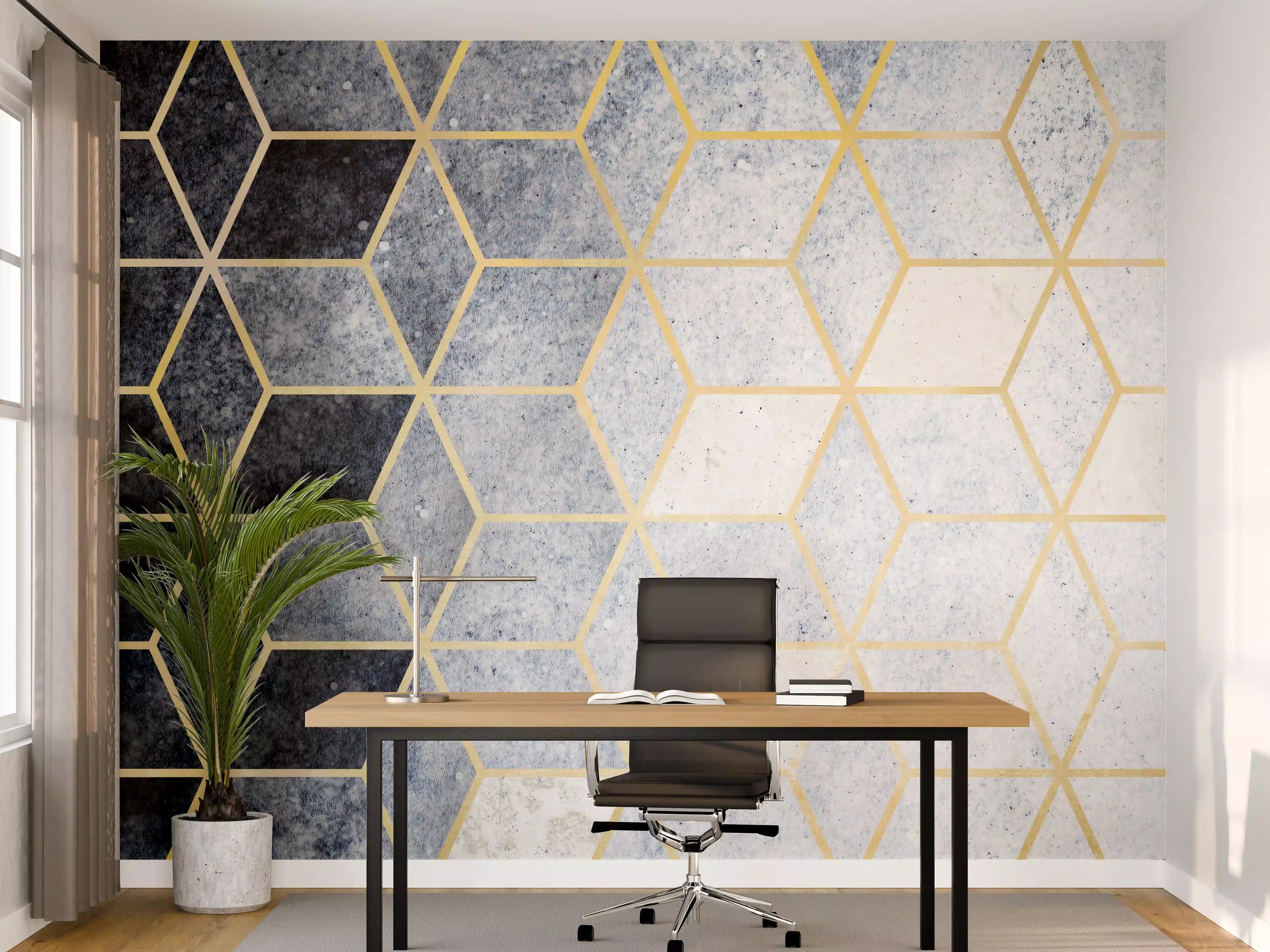 Büro Wandgestaltung - Graue Kontraste: Geometrische Wandkunst